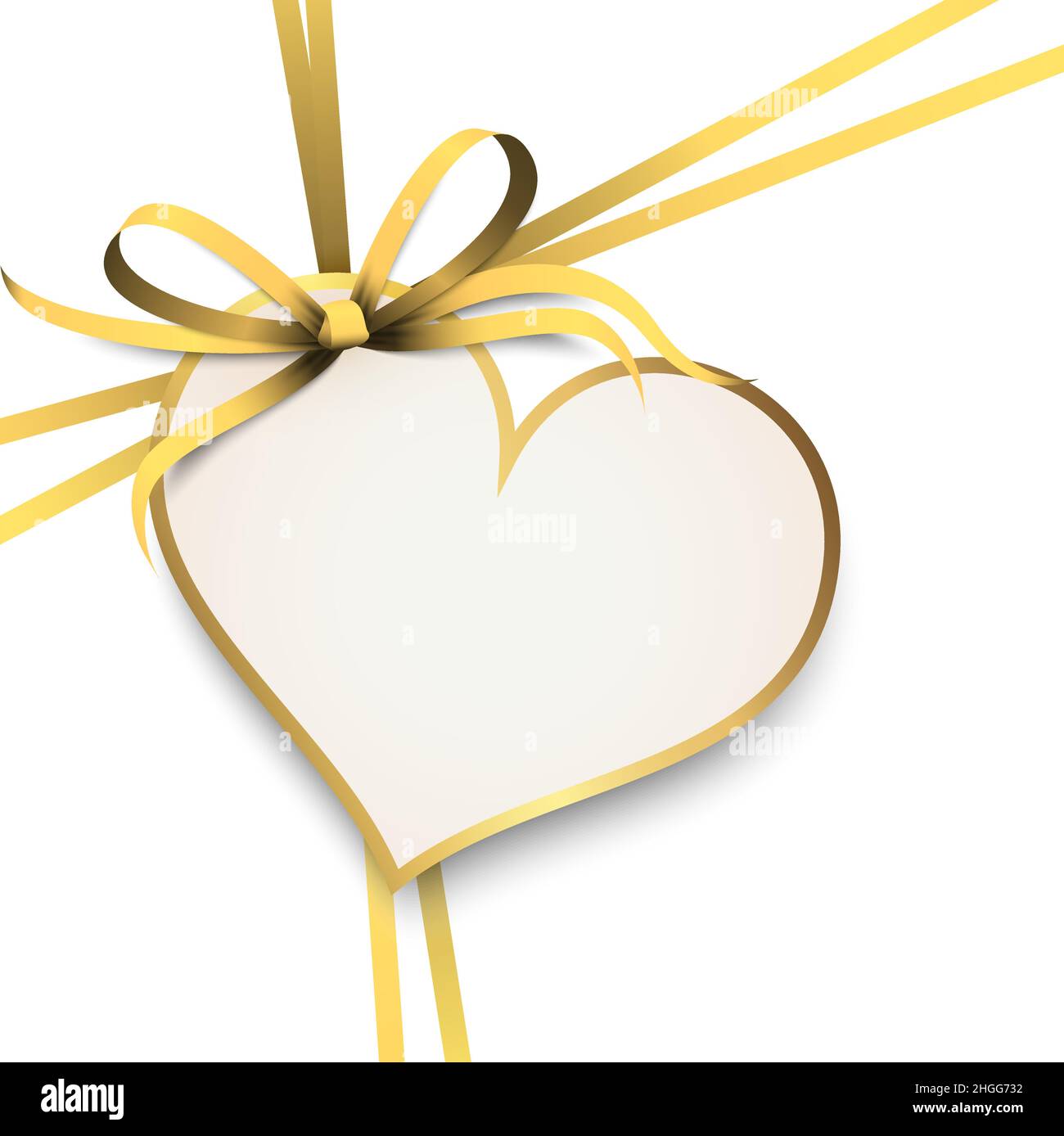 Illustration vectorielle EPS 10 de l'arc en ruban doré et bracelet cadeau en forme de coeur pour la saint-valentin amour salutations isolées sur le dos blanc Illustration de Vecteur