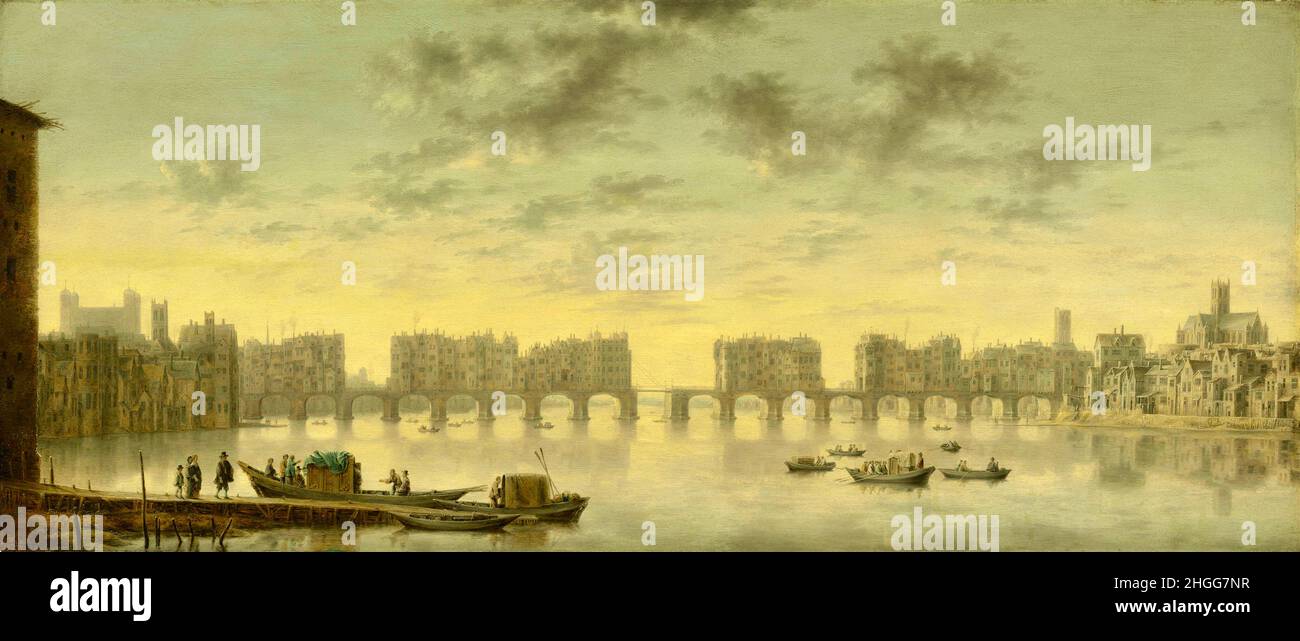 Claude de Jong - vue sur le pont de Londres - 1650 Banque D'Images Claude de Jong - vue sur le pont de Londres - 1650 Banque D'Images
