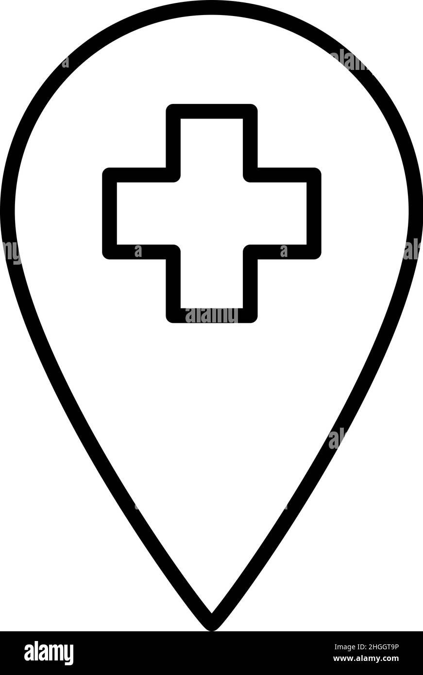 Vecteur de l'icône Contour de l'emplacement de l'hôpital Illustration de Vecteur
