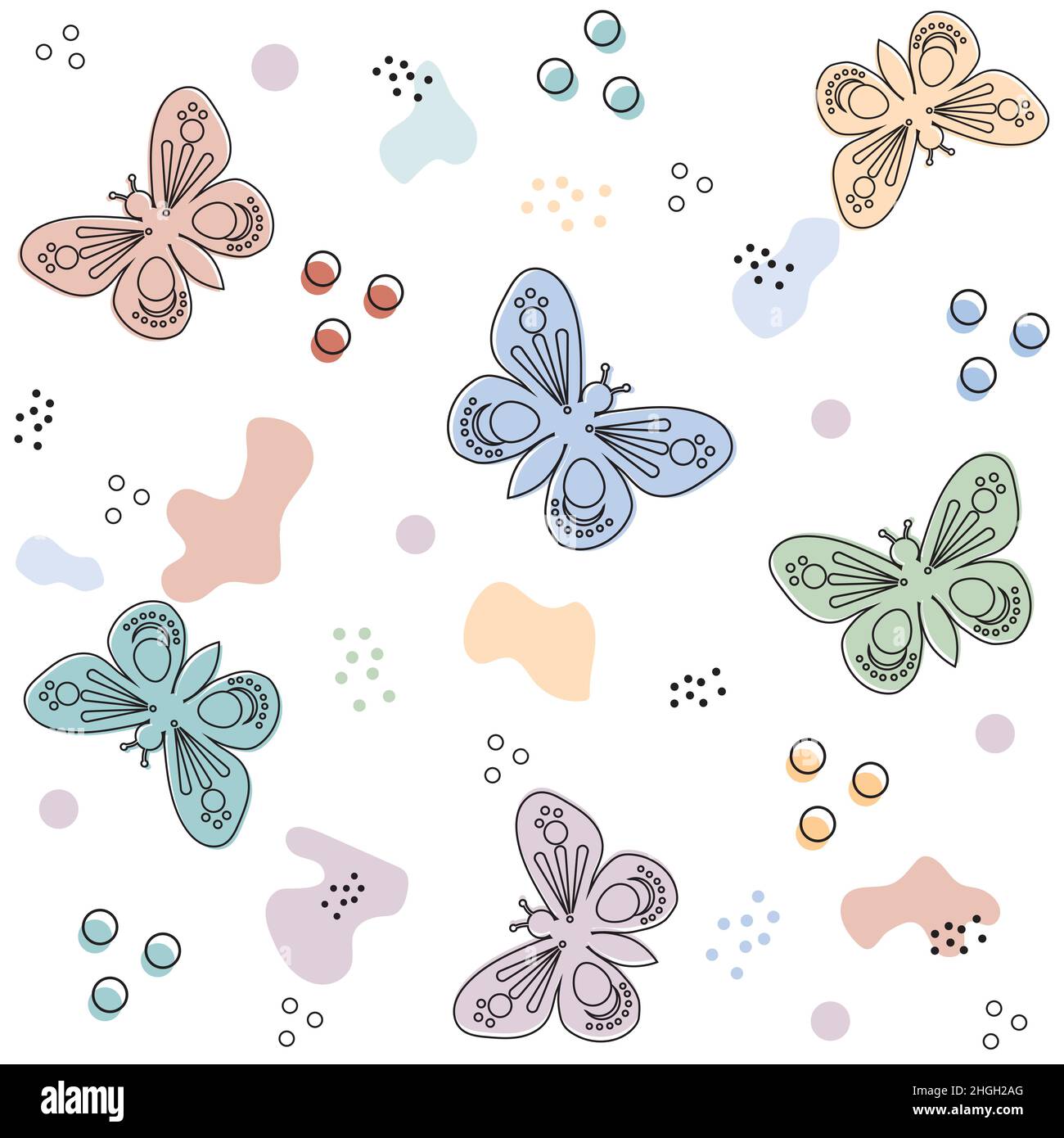 Motif de papillons multicolores sur fond blanc, illustration vectorielle. Illustration de Vecteur