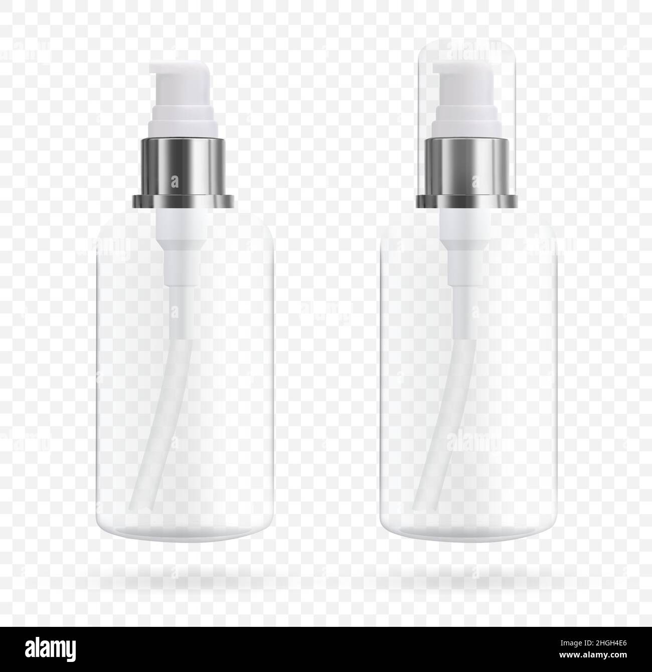 Flacon cosmétique avec distributeur de savon et de cosmétiques.Maquette d'emballage pour liquides.Illustration de Vector 3D Illustration de Vecteur