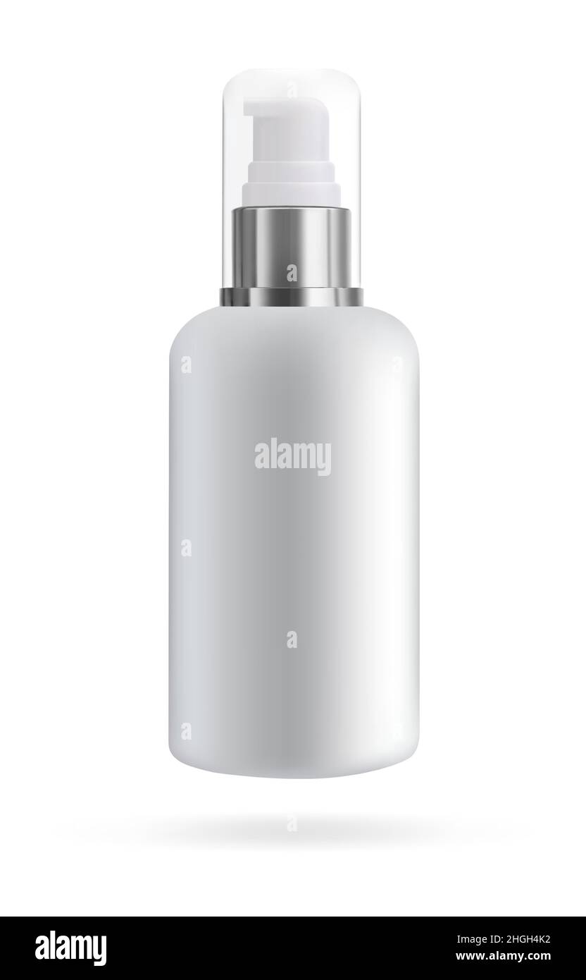 Flacon cosmétique avec distributeur de savon et de cosmétiques.Maquette d'emballage pour liquides.Illustration de Vector 3D Illustration de Vecteur