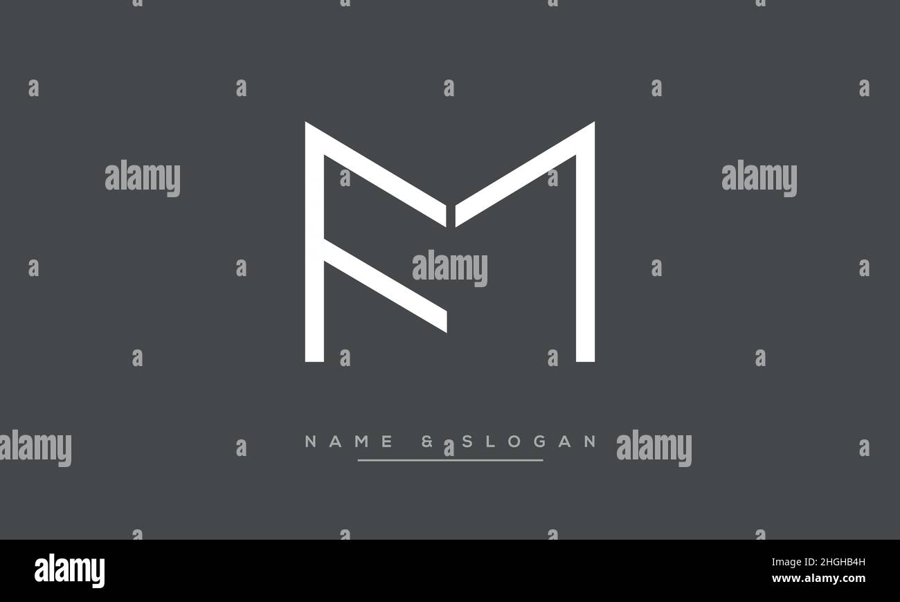 Lettre moderne abstraite MF, logo FM.Vecteur d'icône MF, FM initial minimal Illustration de Vecteur