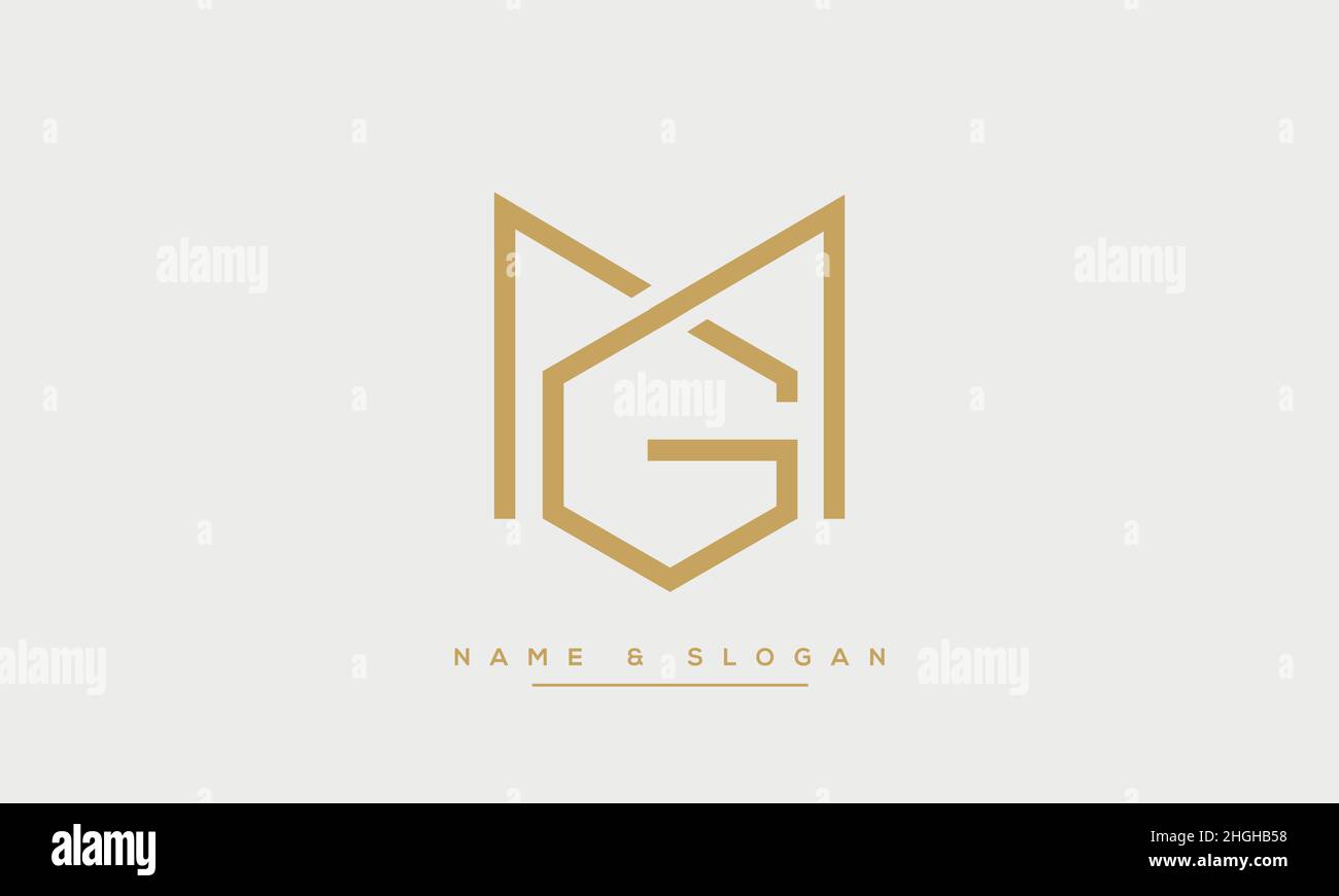 Lettre abstraite MODERNE MG, logo GM.Mg minimal, vecteur d'icône GM initial Illustration de Vecteur