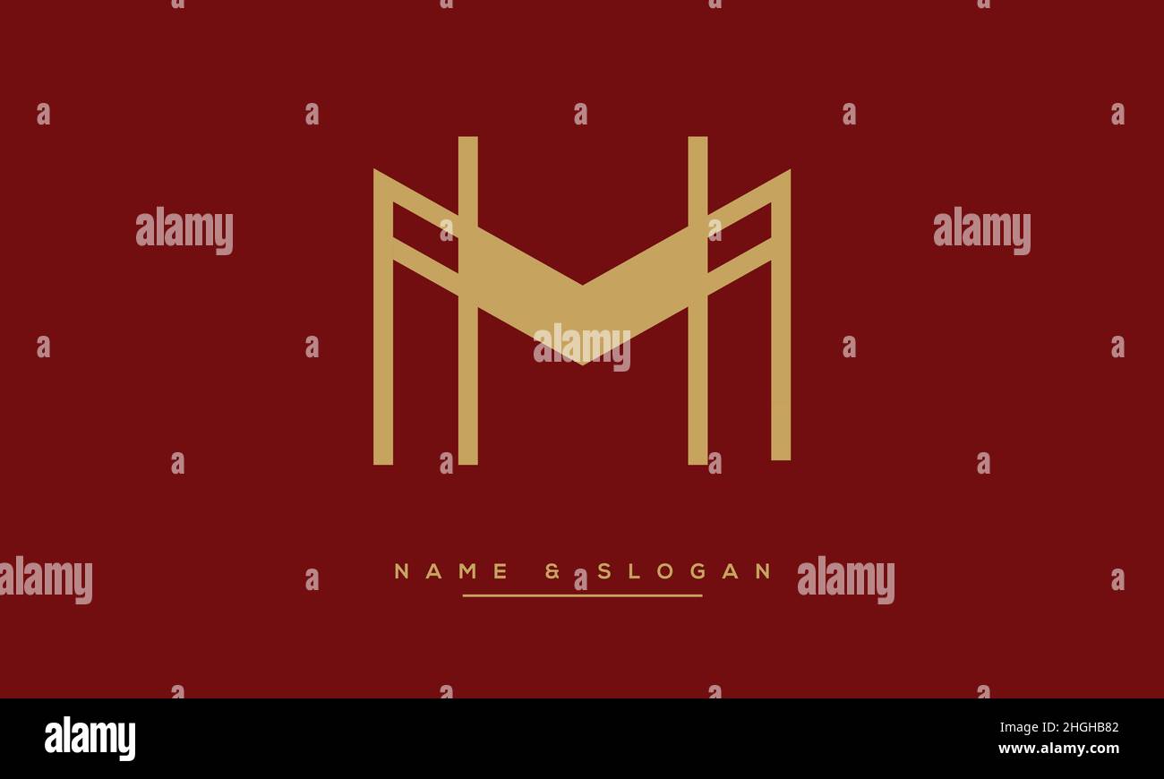 Lettre moderne abstraite MH, logo HM.Minimum MH, HM initial basé sur le vecteur d'icône Illustration de Vecteur