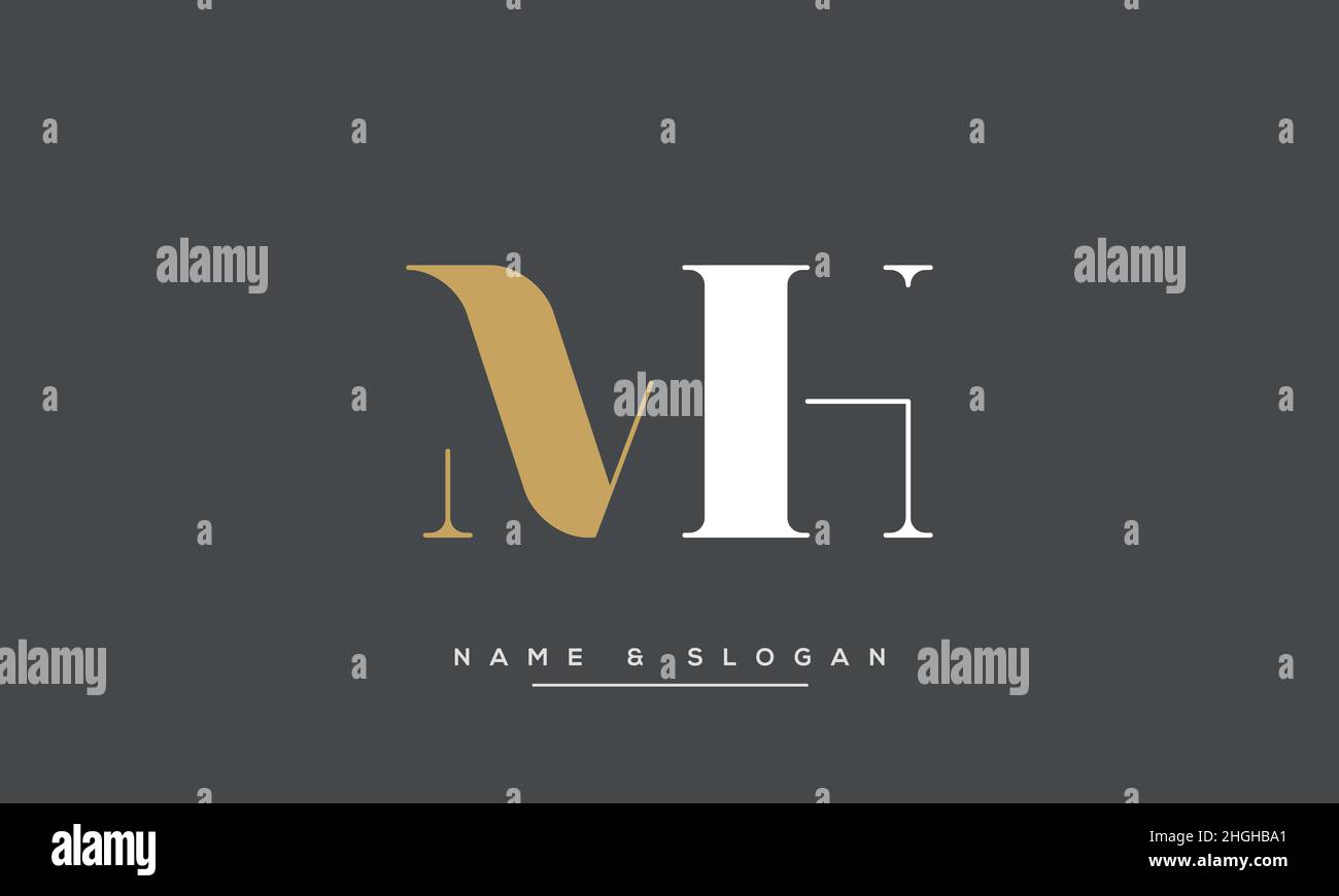 Lettre moderne abstraite MH, logo HM.Minimum MH, HM initial basé sur le vecteur d'icône Illustration de Vecteur