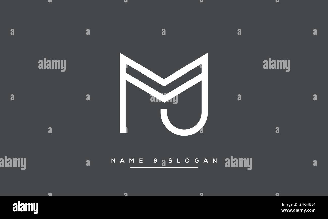 Lettre moderne abstraite MJ, logo JM.MJ minimale, vecteur d'icône JM initial Illustration de Vecteur