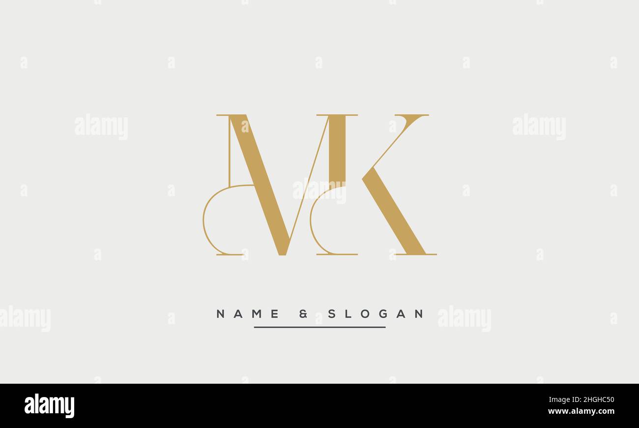 Lettre moderne abstraite MK, logo KM.MK minimal, VECTEUR d'icône basé SUR LE KM initial Illustration de Vecteur