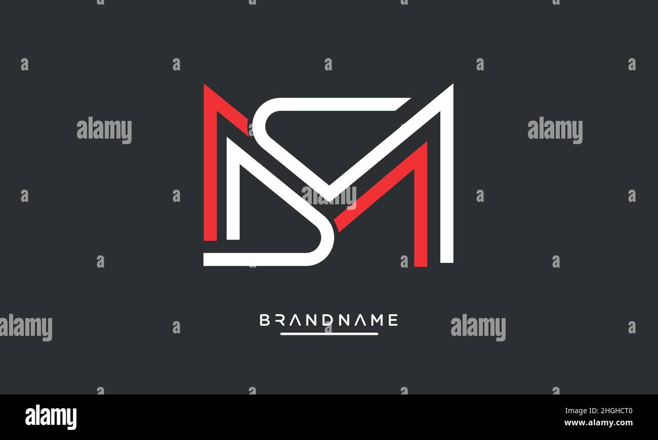 Lettre abstraite moderne MS, logo SM.Vecteur d'icône MS, SM initial minimal Illustration de Vecteur