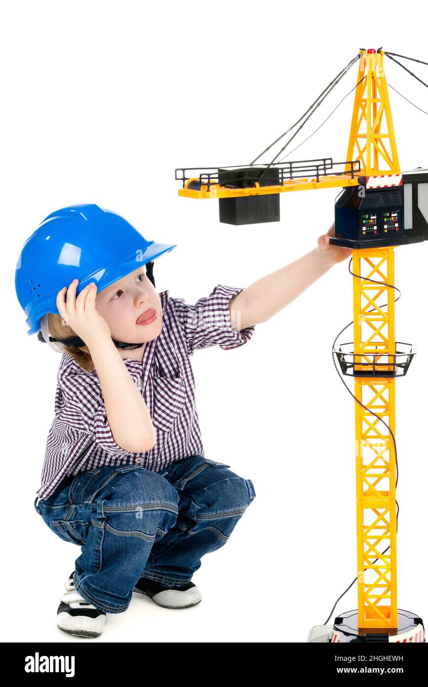 joli petit enfant jouant un constructeur Banque D'Images