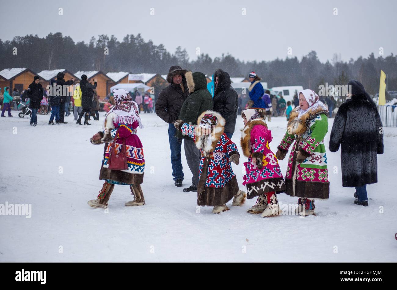 Kogalym, KhMao-Ugra, Russie-03.31.2018:Khanty et Mansi à la fête de l'Herder des rennes Banque D'Images