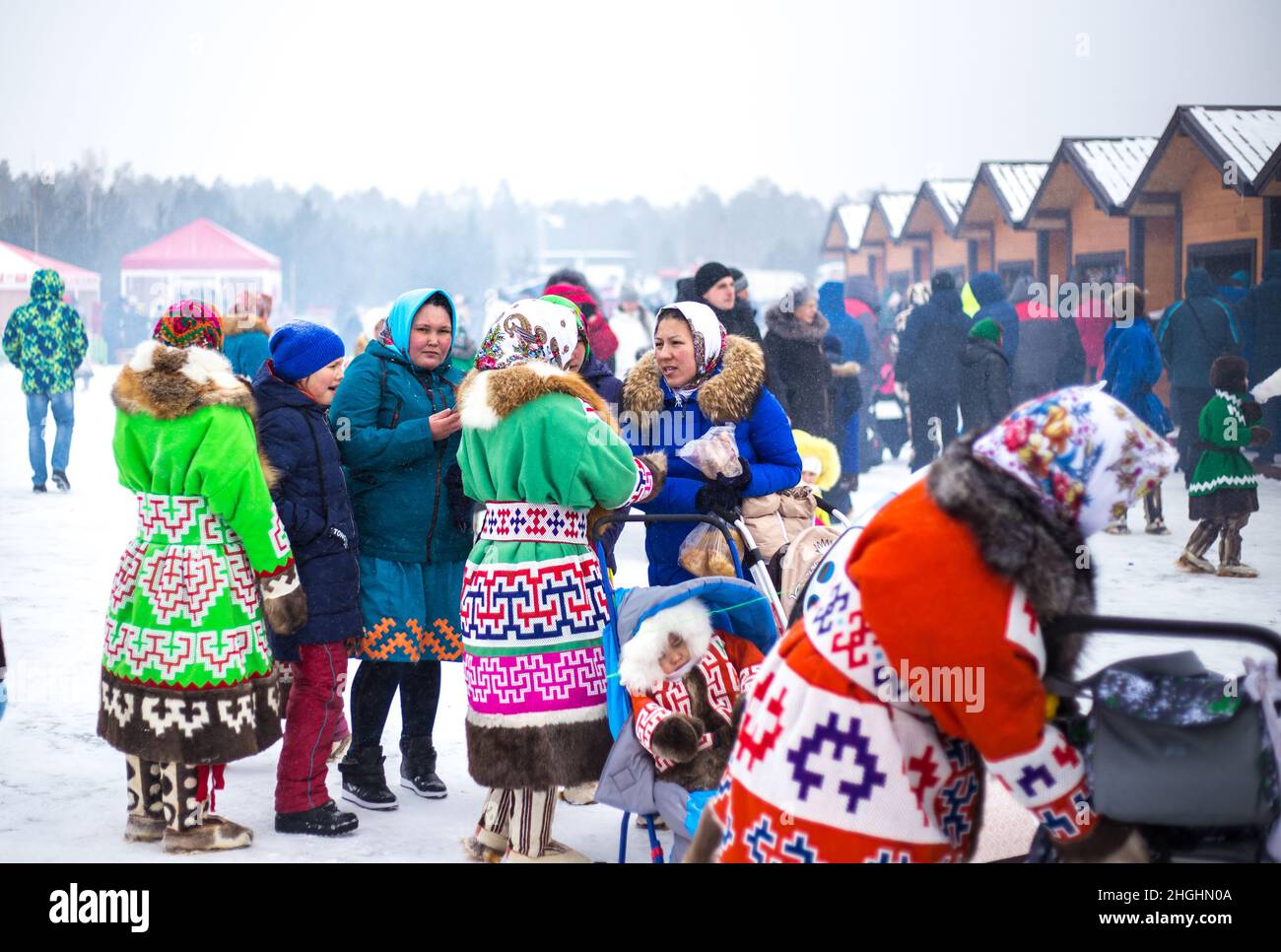 Kogalym, KhMao-Ugra, Russie-03.31.2018:Khanty et Mansi à la fête de l'Herder des rennes Banque D'Images