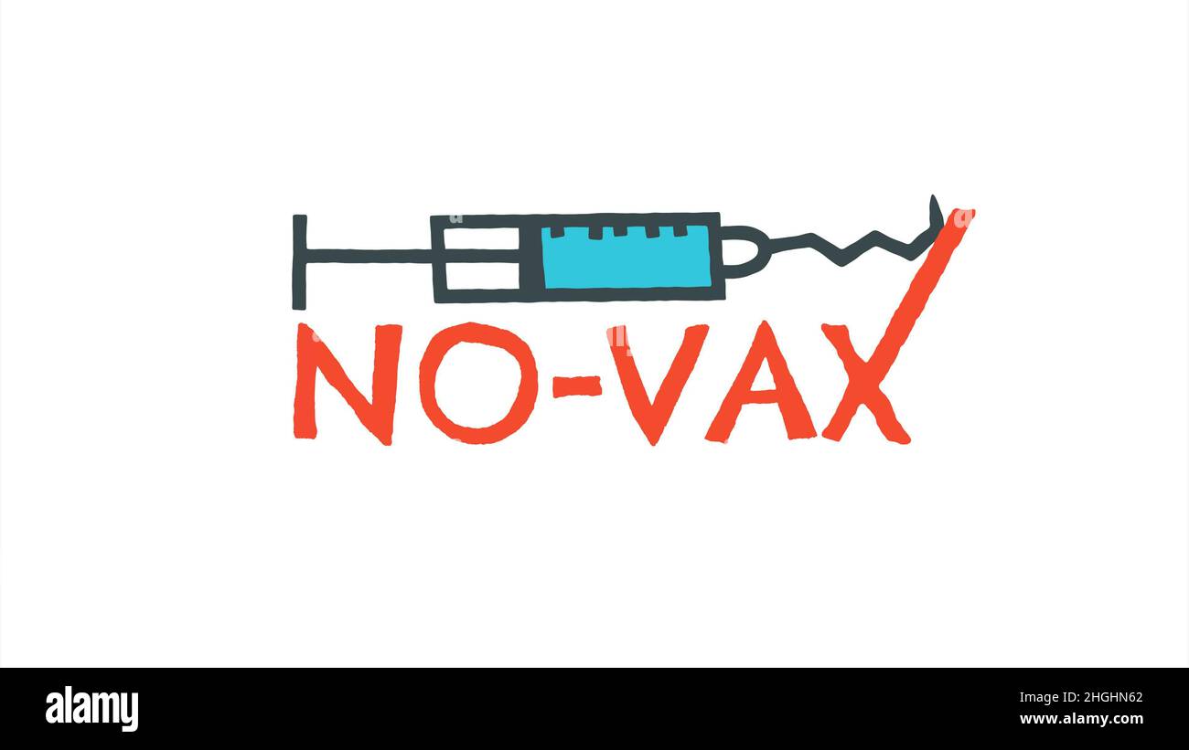 Covid-19 anti VAX.Symbole anti-vaccination.Hésitation à l'égard du vaccin.Aucun mouvement VAX.Une seringue se heurte et se brise contre un vax.Coronavirus anti VAX con Banque D'Images