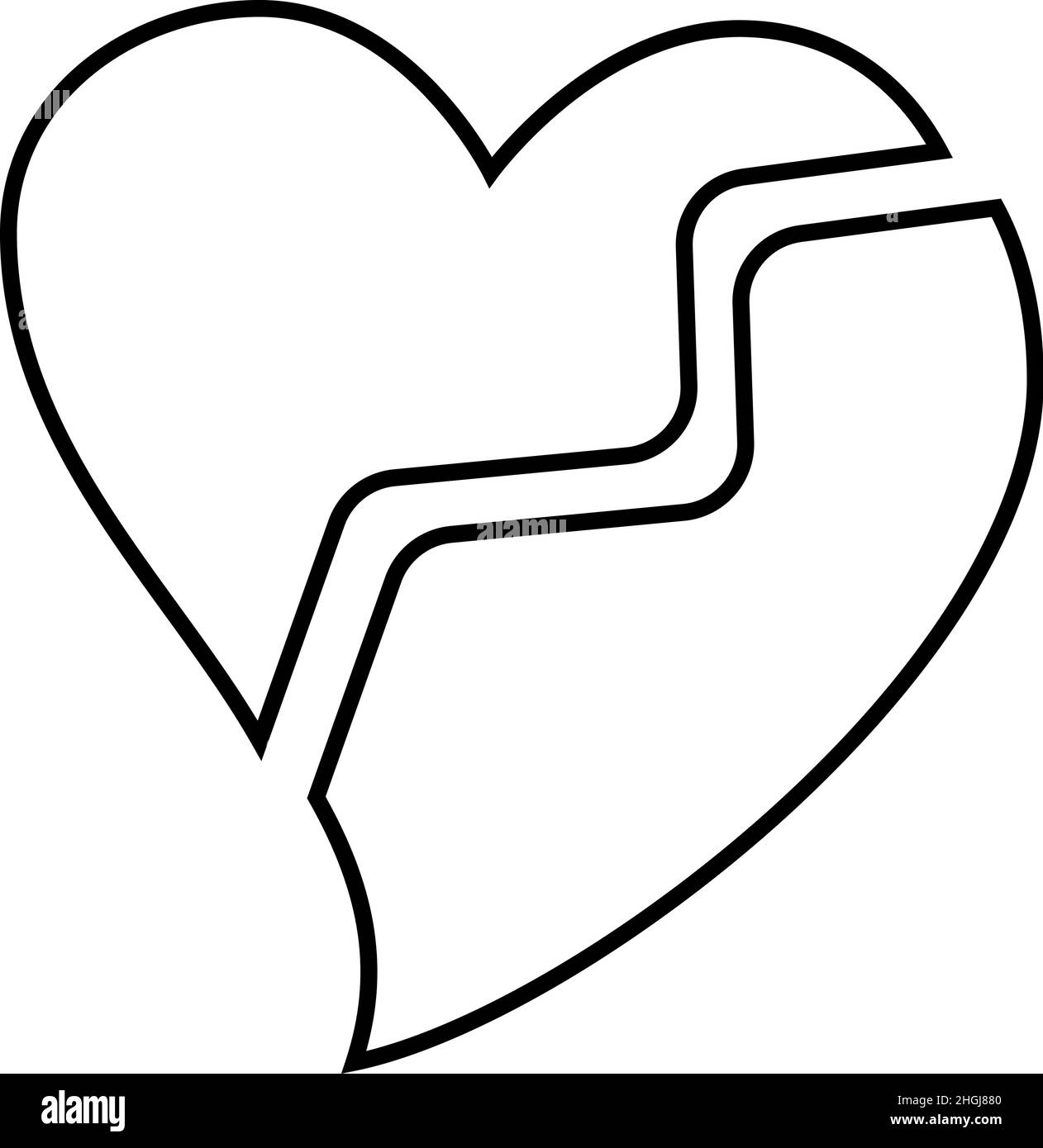 Contour du cœur brisé icône vecteur Illustration de Vecteur