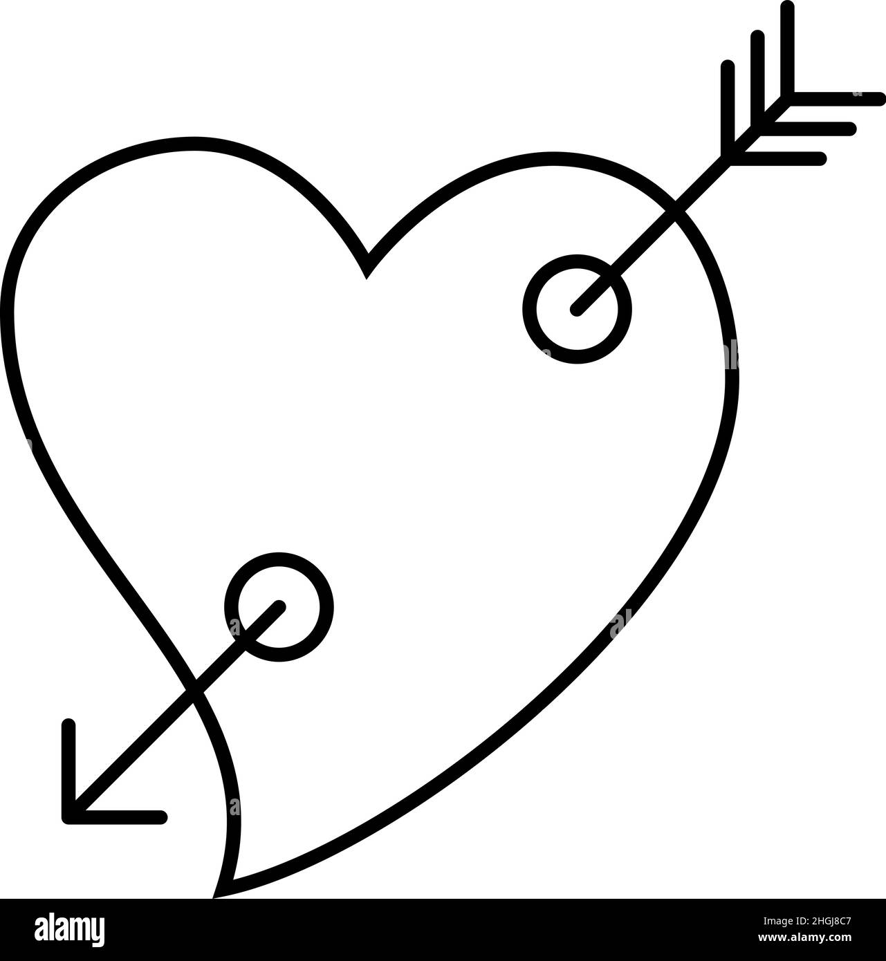 Cœur avec flèche Cupid Contour icône vecteur Illustration de Vecteur