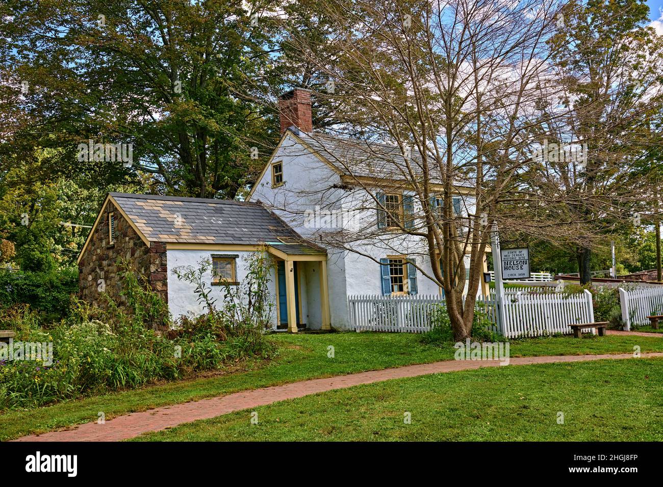 Titusville,NJ,USA,10,28,2021 vue du site historique Nelson House dans le parc historique de Washington Crossing, Hunterdon County, New Jersey, États-Unis. Banque D'Images