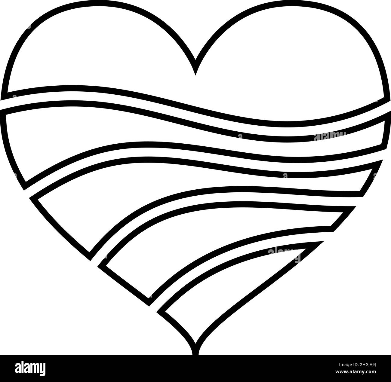 Motif vectoriel d'icône en forme de coeur rayé Illustration de Vecteur