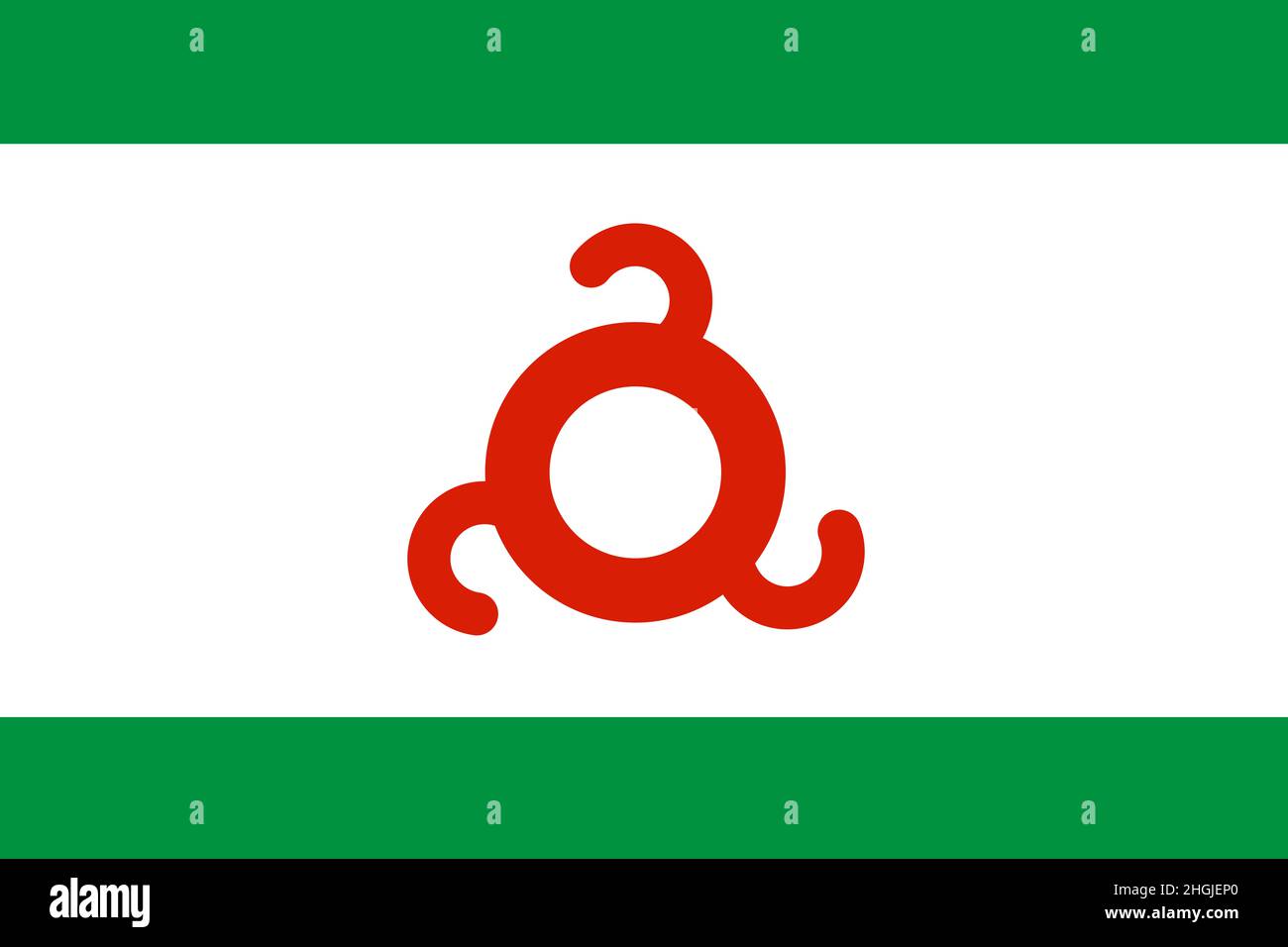 Grand drapeau plat officiel de l'Ingouchie horizontale Banque D'Images