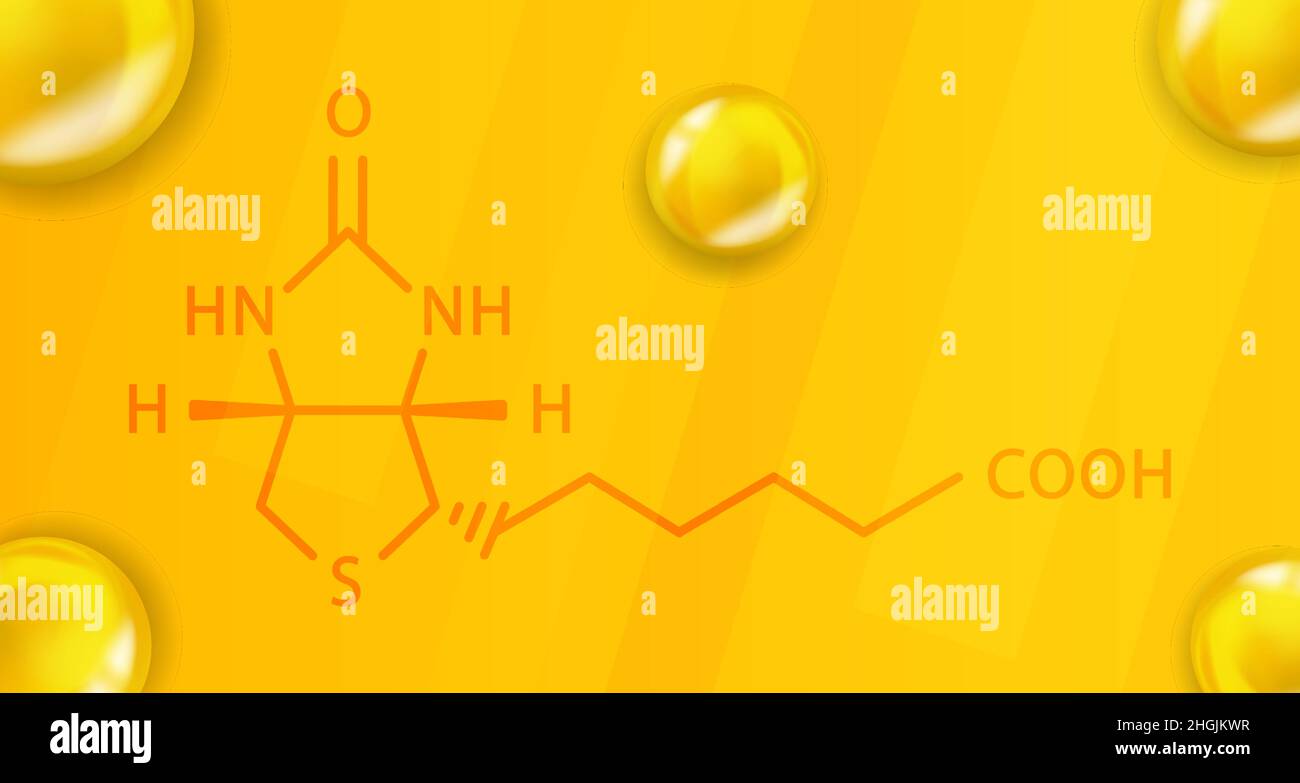 Formule chimique de la vitamine B7.Vitamine B7 structure moléculaire chimique réaliste Illustration de Vecteur