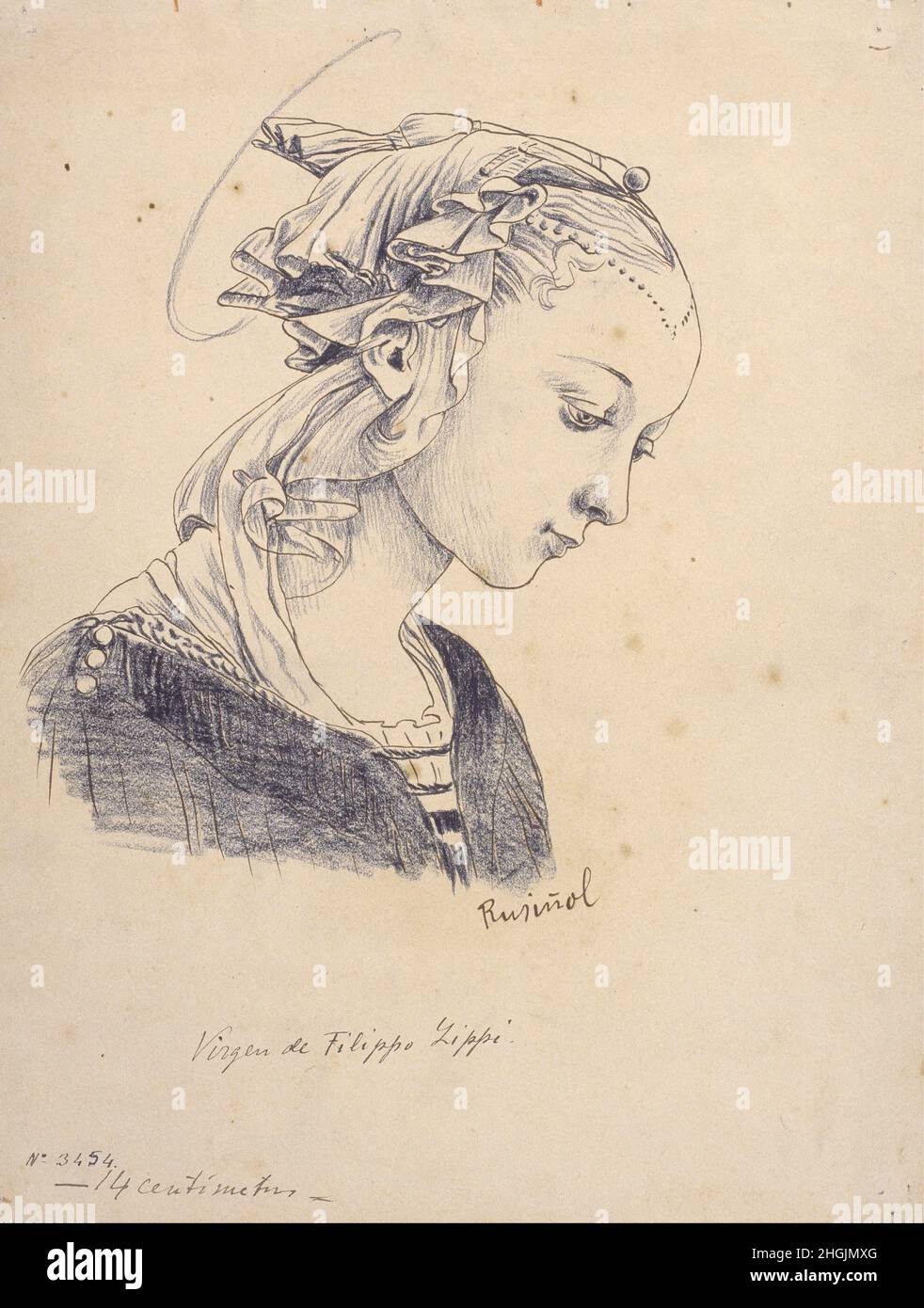 Santiago Rusiñol - buste de la 'Madonna avec les anges' par Filippo Lippi Banque D'Images