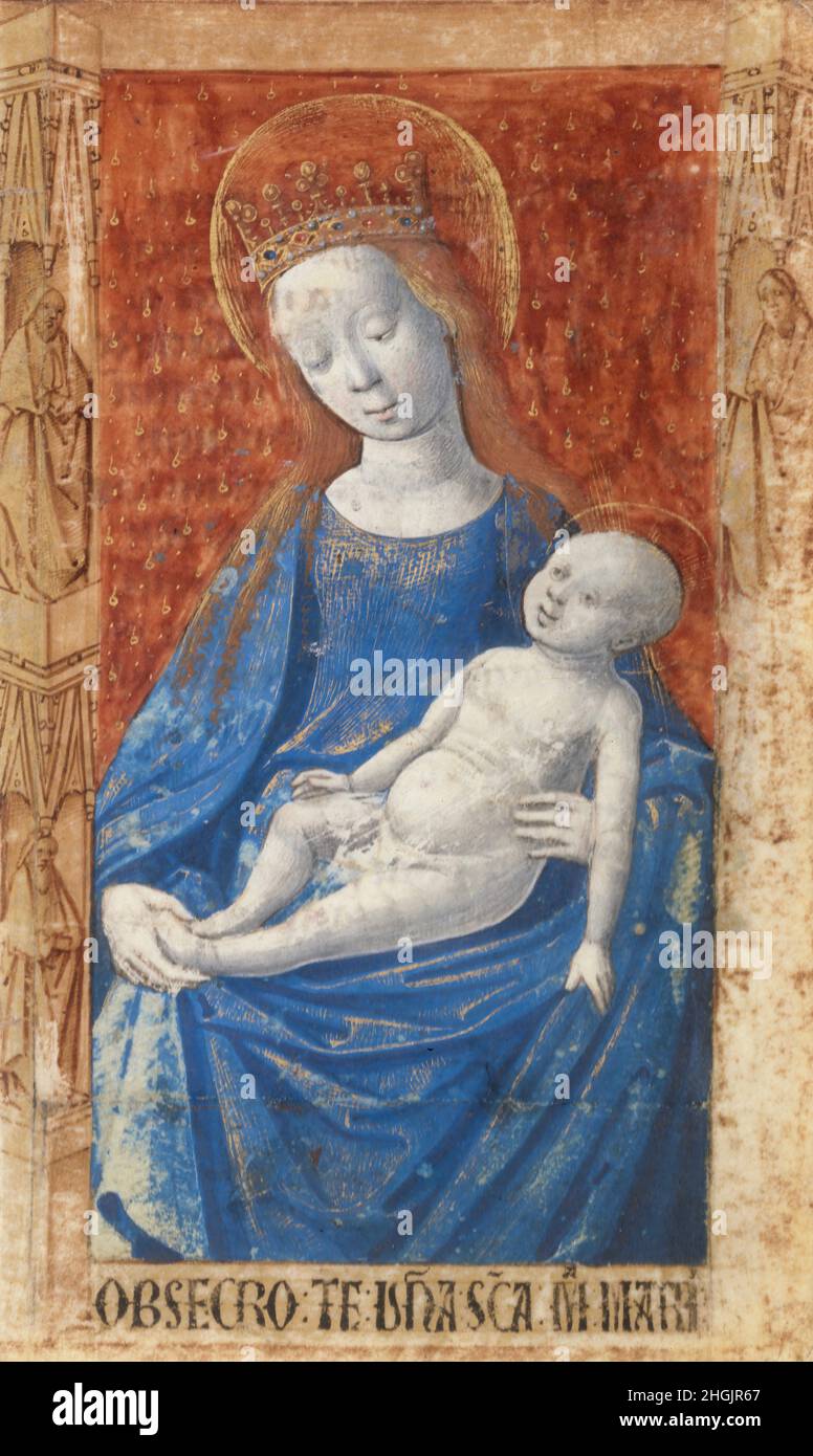Vierge et enfant - 1485c.- tempera e foglia oro su pergamena 13,4 x 8,2 cm - Maître de Guillaume Lambert Banque D'Images
