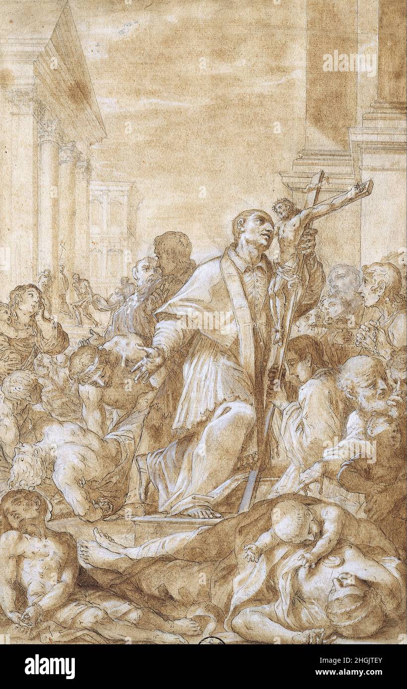 Benedetto Luti - Saint Carlo Borromeo parmi les victimes de la peste Banque D'Images