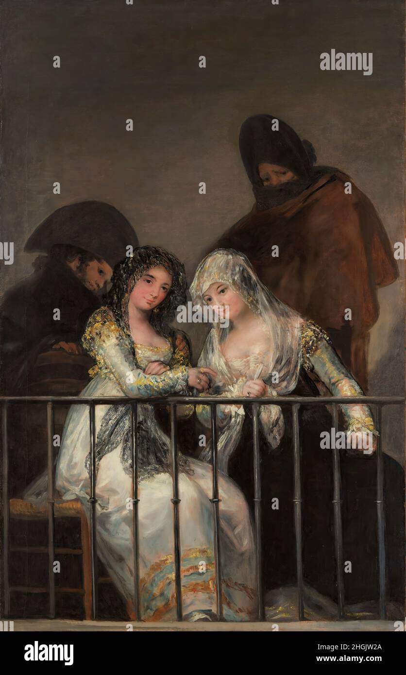 Majas sur un balcon - 1800 10c.- huile sur toile 194,9 x 125,7 cm - Goya Francisco Banque D'Images