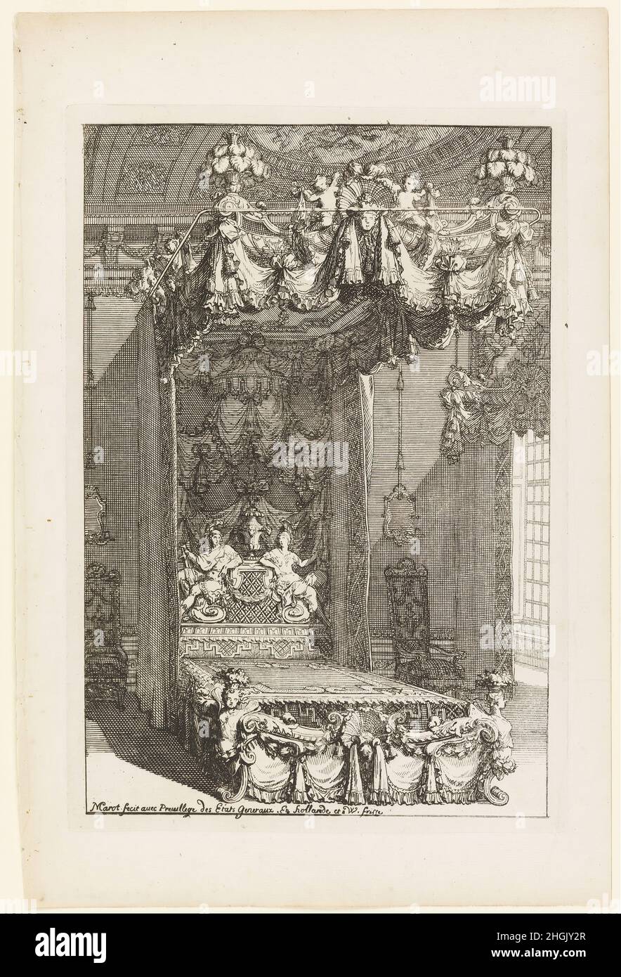 Daniel Marot - Design for a State Bedchamber, from second Livre d'Appartement (second Book on Interiors) Banque D'Images