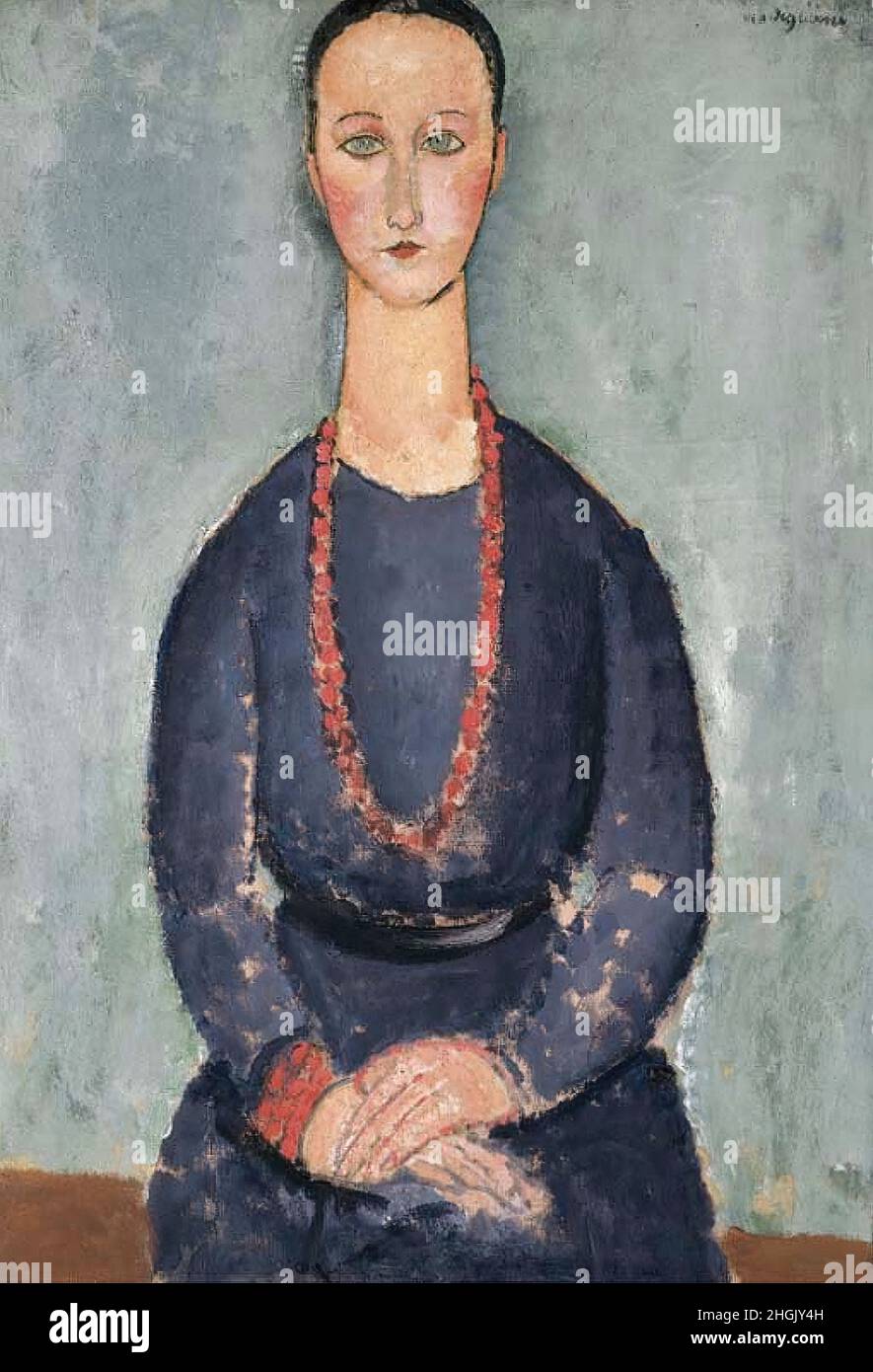 Modigliani Amedeo - Collection privée - Donna con collana rossa - 1918 - huile sur toile 92,5 x 65,3 cm - Banque D'Images