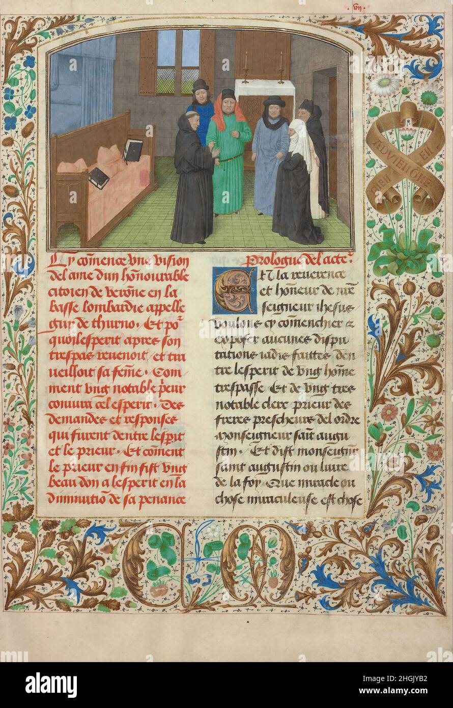 Simon Marmion (flamand, actif 1450 - 1489) - UNE veuve de Monk et de Guy conversant avec l'âme de Guy de Thurno Banque D'Images