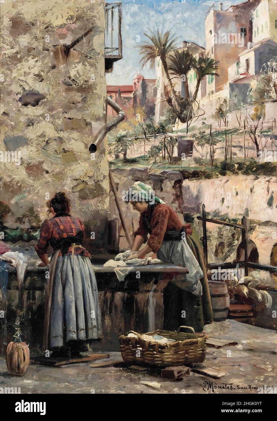 Mønsted Peder Mørk - Collection privée - les femmes de bain - 1906 - huile sur toile 46,5 x 32,7 cm - Banque D'Images