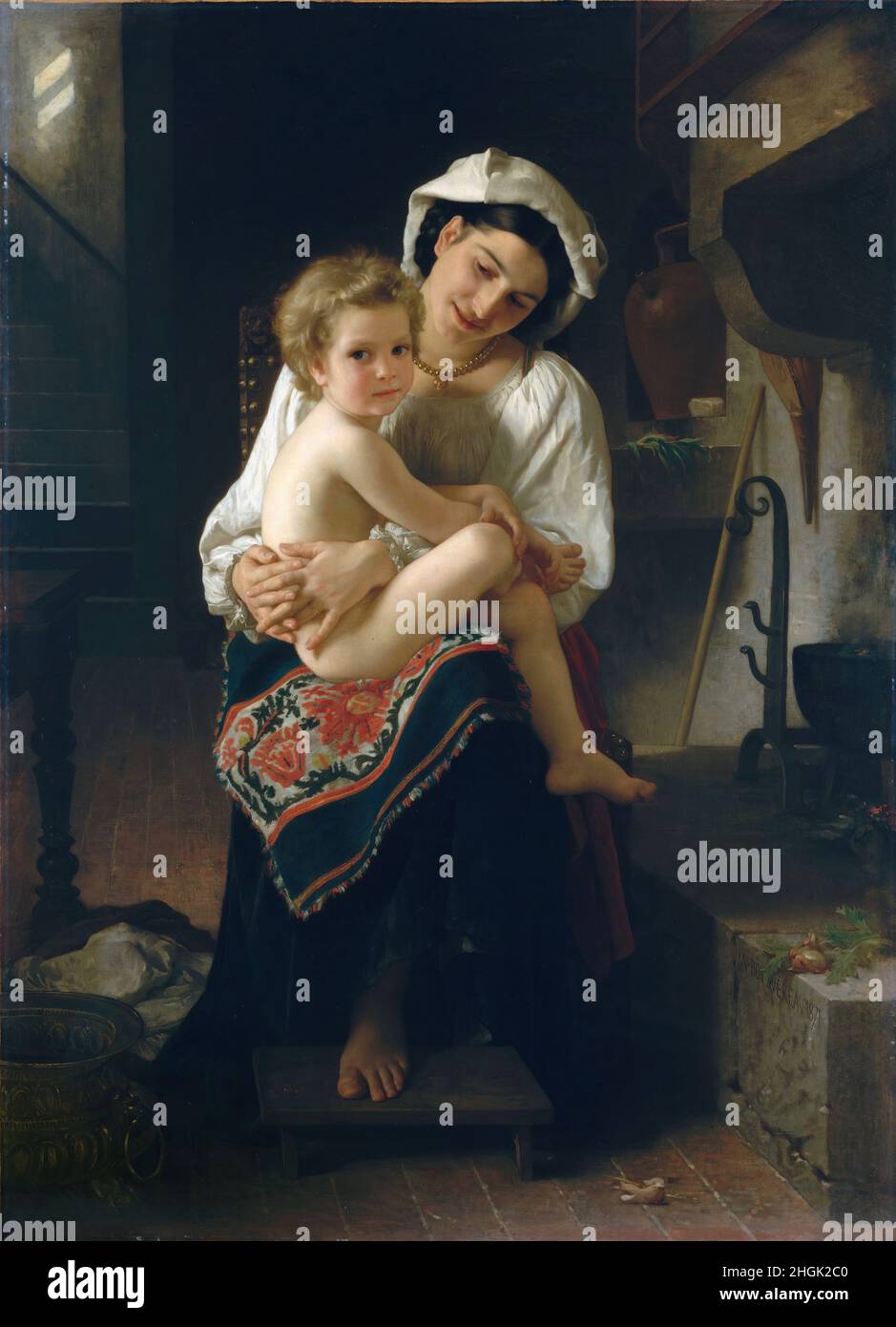 La jeune mère regarde son enfant - huile sur toile 142,2 x 102,9 cm - bo05Bouguereau William-Adolphe Banque D'Images