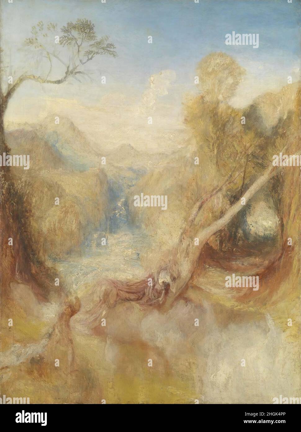La mort d'Actaeon, avec une vue lointaine de Montjovet, Val d'Aoste - 1837c.- huile sur toile 149,2 x 111,1 cm - Turner Joseph Malbord William Banque D'Images