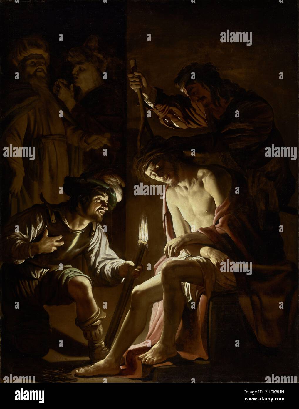 Christ couronné de Thorns - 1620c.- huile sur toile 222,3 x 173,4 cm - Van Honthorst Gerard - Gherardo delle notti - Banque D'Images