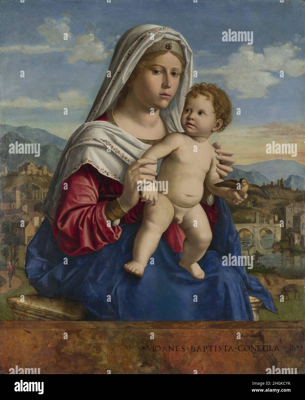 Madonna col bambino - huile sur bois 53,3 × 43,8 cm - mwxDa Conegliano Cima Banque D'Images
