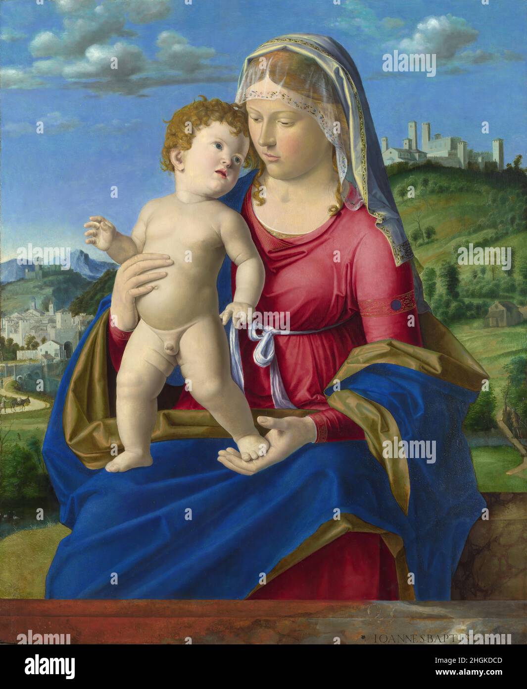 Madonna col bambino - huile sur bois 69,2 x 57,2 cm - mwxDa Conegliano Cima Banque D'Images