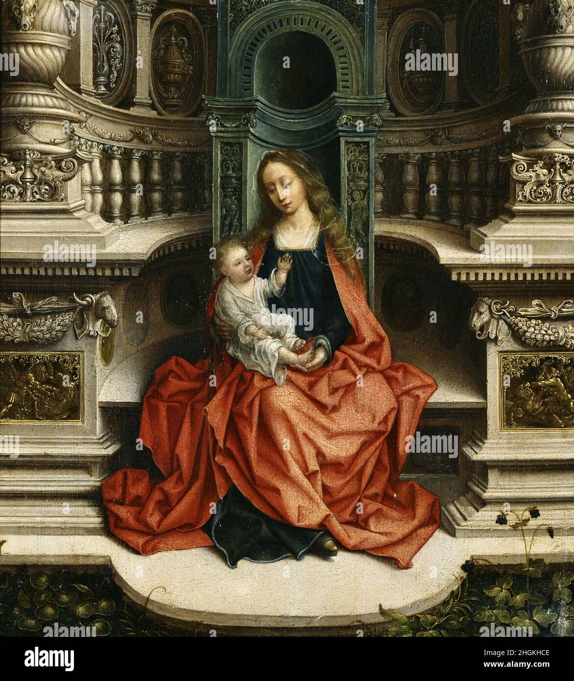 La Madonna et l'enfant Enthroned - non datato - olio su tavola 35 x 35,1 cm - Isenbant Adriaen Banque D'Images