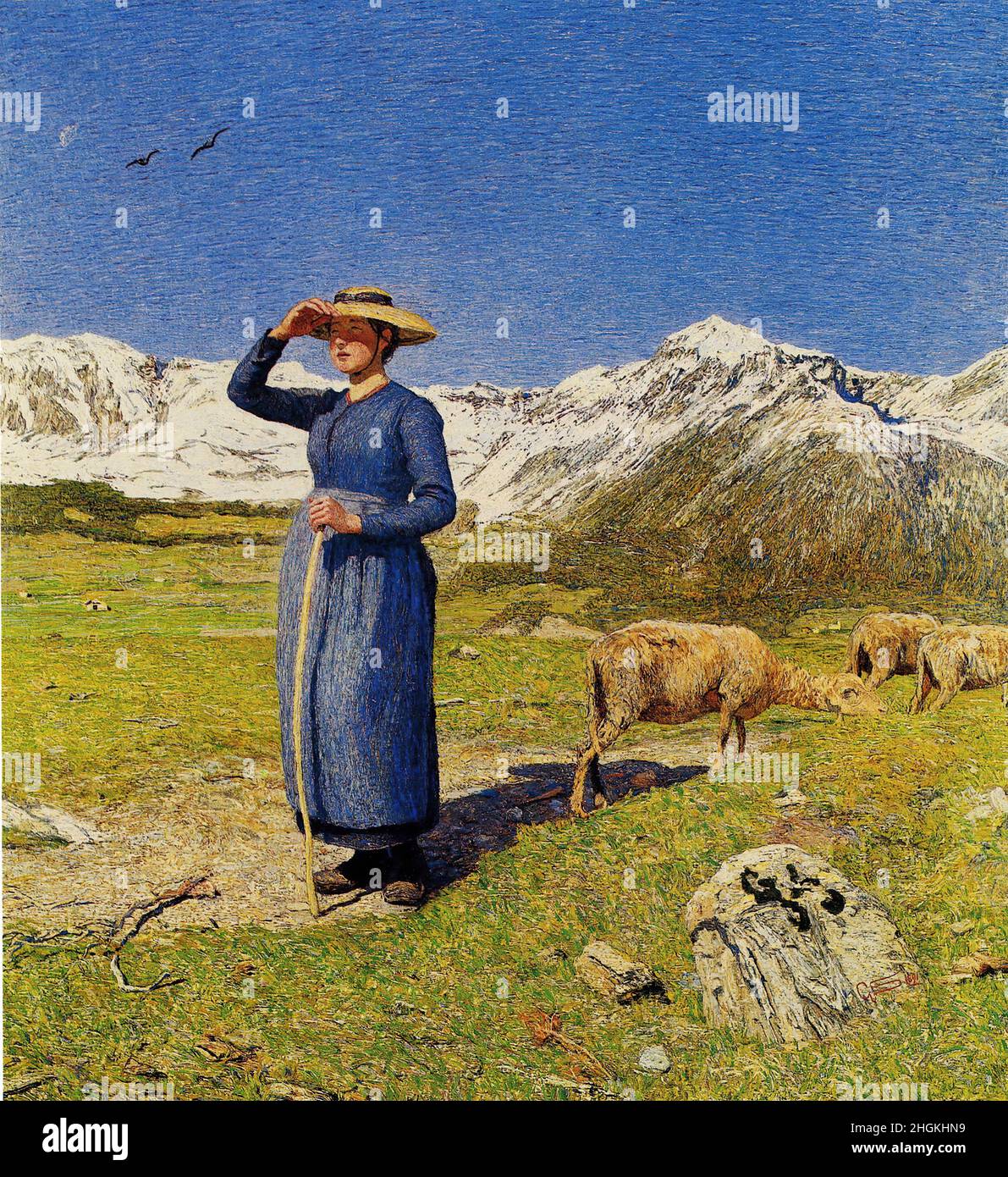 Mezzogiorno sulle alpi - 1891 - huile sur toile 77,5 x 71,5 cm - Collezione Privata Banque D'Images