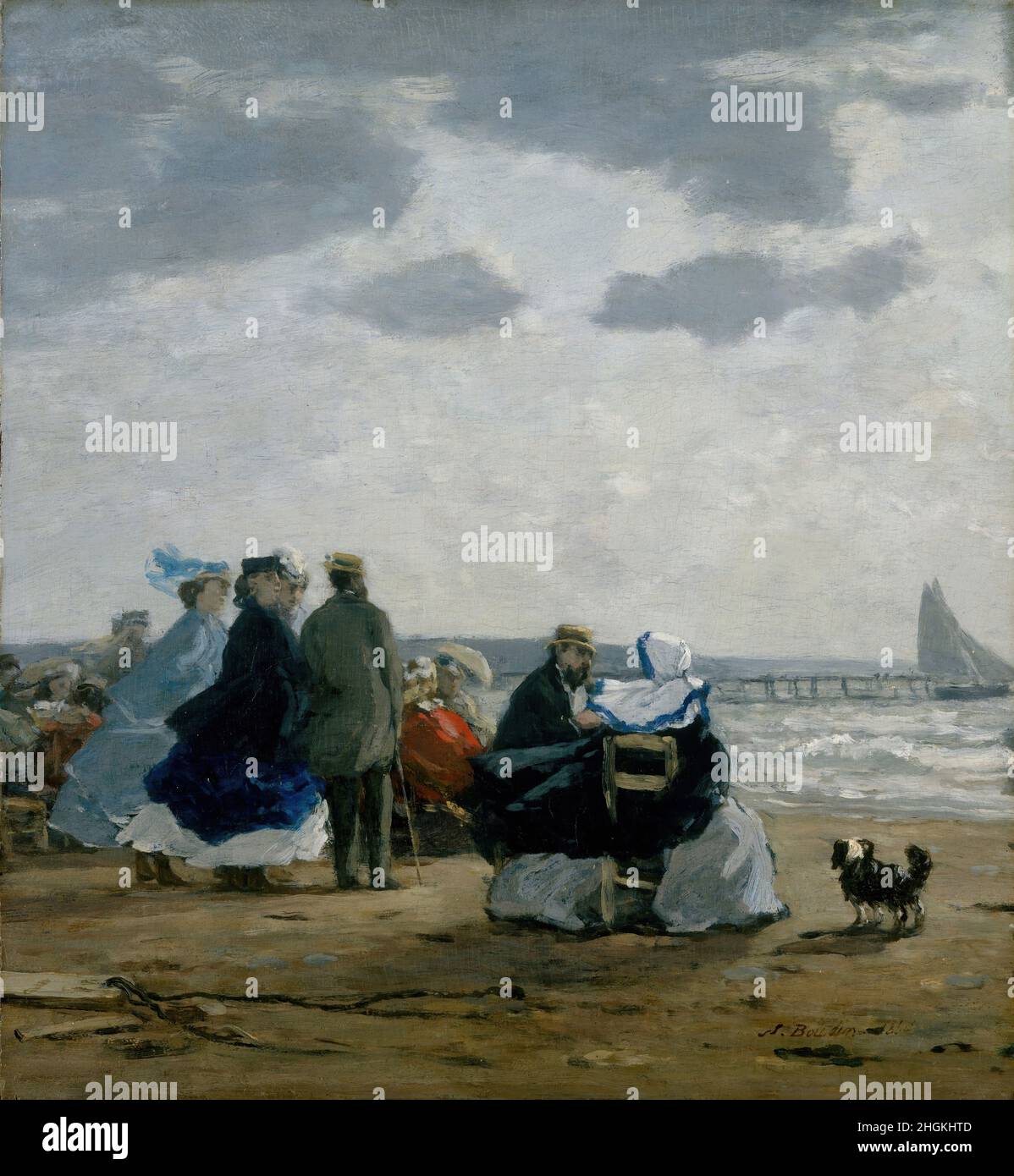 Sur la plage, Dieppe - 1864 - olio su legno 31,8 x 29,2 cm - Boudin Eugène Banque D'Images