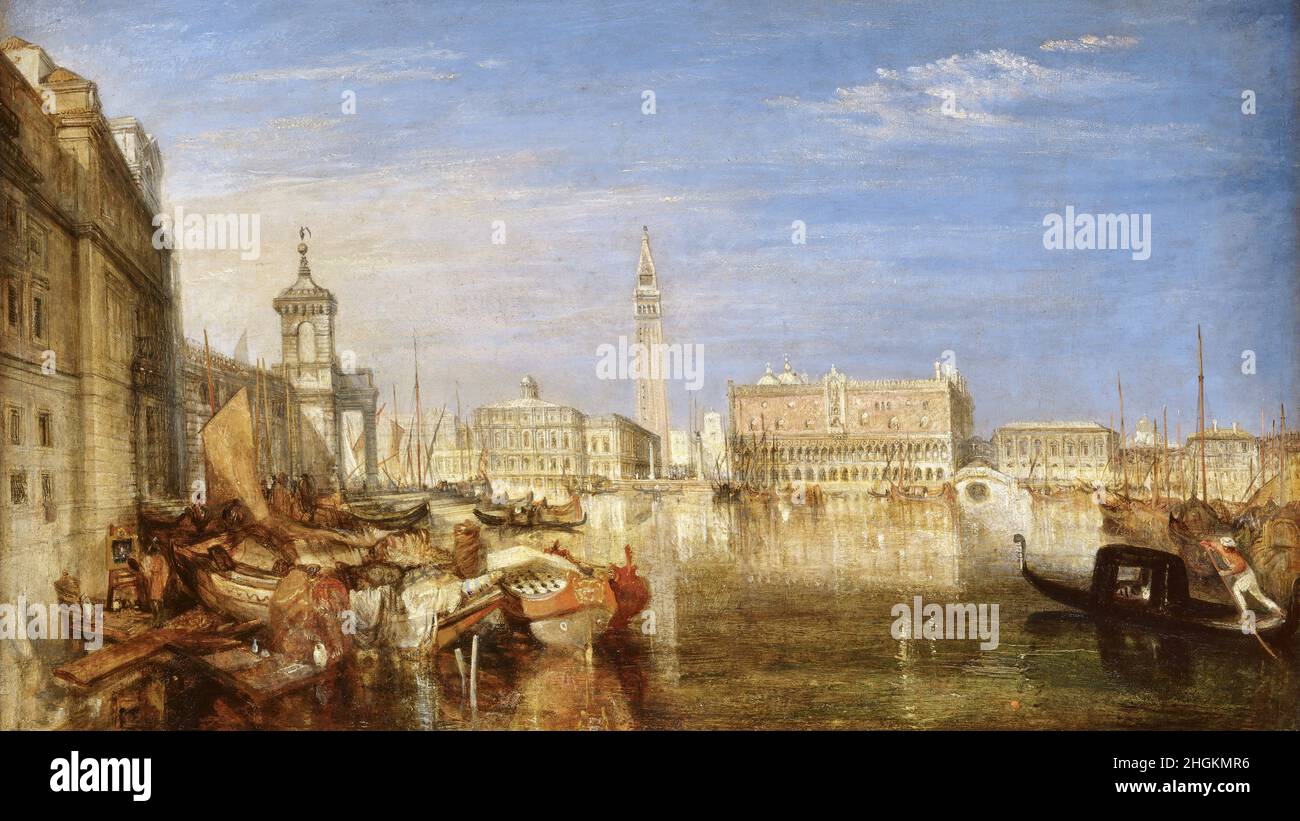 Pont des Soupirs, Palais ducal et Maison personnalisée, Venise - 1833 - olio su tavola di mogano 51,1 x 81,6 cm - Turner Joseph Mallord William Banque D'Images