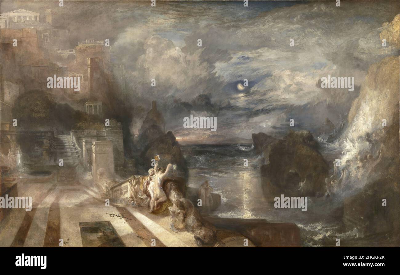 Le Parting du héros et du Leander - du grec du Musaeus - 1837c.- huile sur toile 146 x 236 cm - Turner Joseph Malbord William Banque D'Images