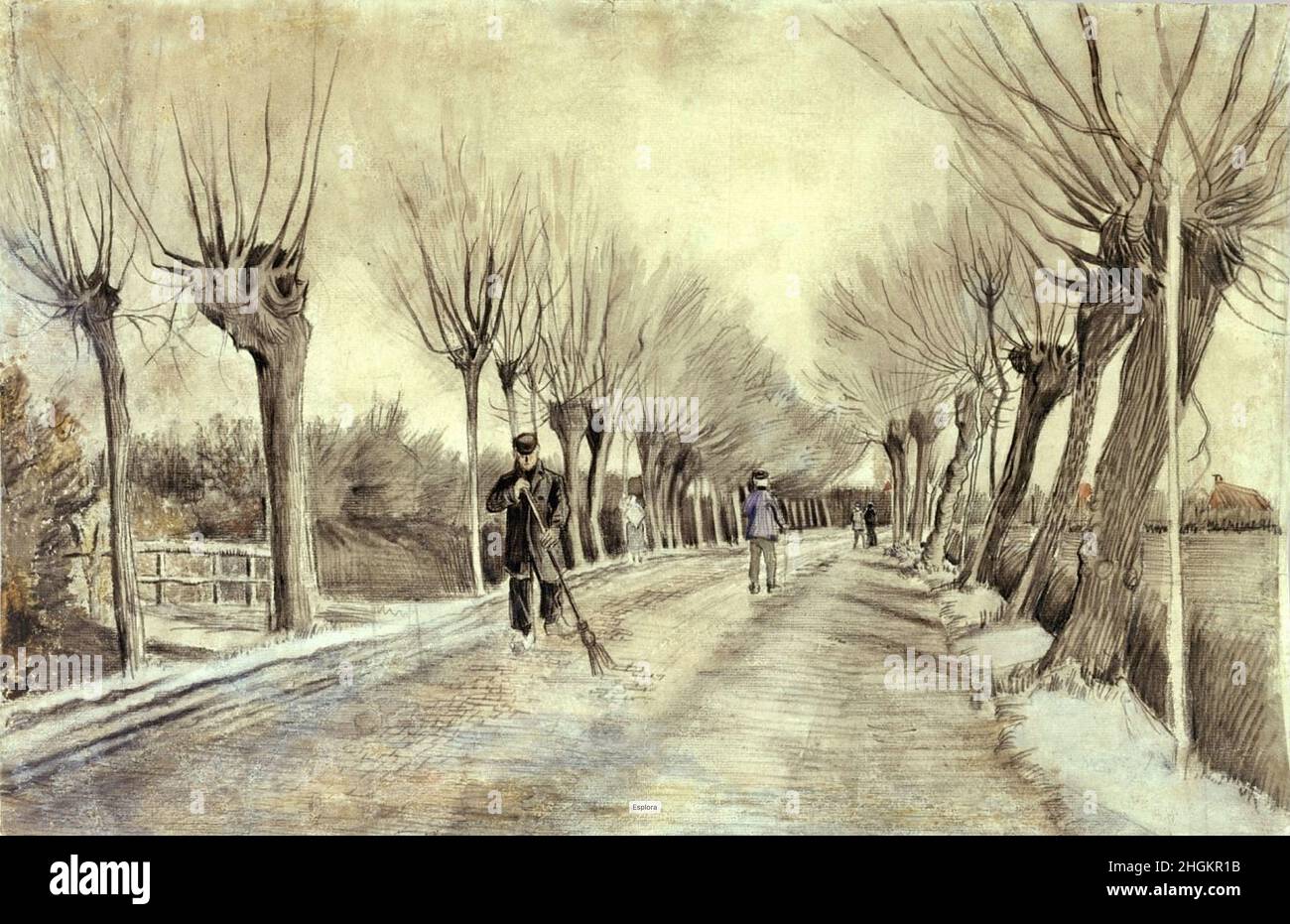 Route de l'Etten - 1881 - acquerello, gessetto, pastelli, matita e penna sur carta 39,4 x 57,8 cm - Van Gogh Vincent Banque D'Images