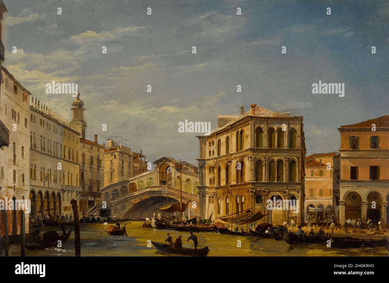 Caffii Ippolito - Collezione Privata - Une vue sur le Grand Canal avec le Pont du Rialto et le Palazzo dei Camerlenghi (non datato) (olio su carta 31,5 x 46,6 cm) Banque D'Images