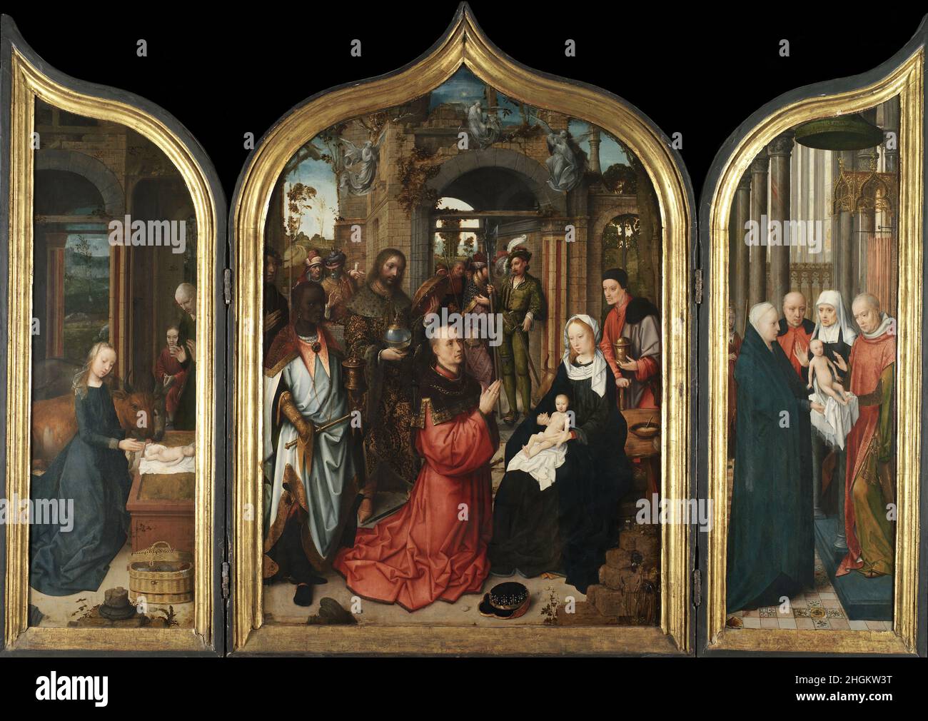 L'Annonciation, l'adoration des Mages, la circoncision - 1510 12 - huile sur panneau de bois no info - Isenbant Adriaen Banque D'Images