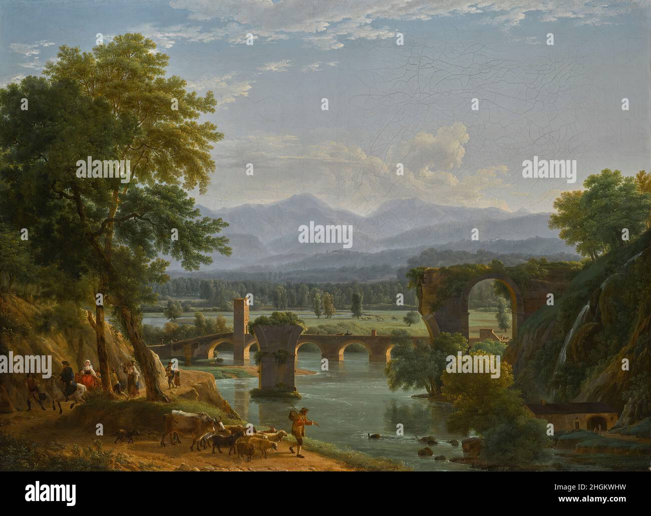 Bidauld Jean-Joseph-Xavier - Collezione Privata - le pont Augustus au-dessus de la rivière Nera, près de la ville de Narni, Italiy (non datato) (olio su tela 100,5 x 138,5 cm) Banque D'Images
