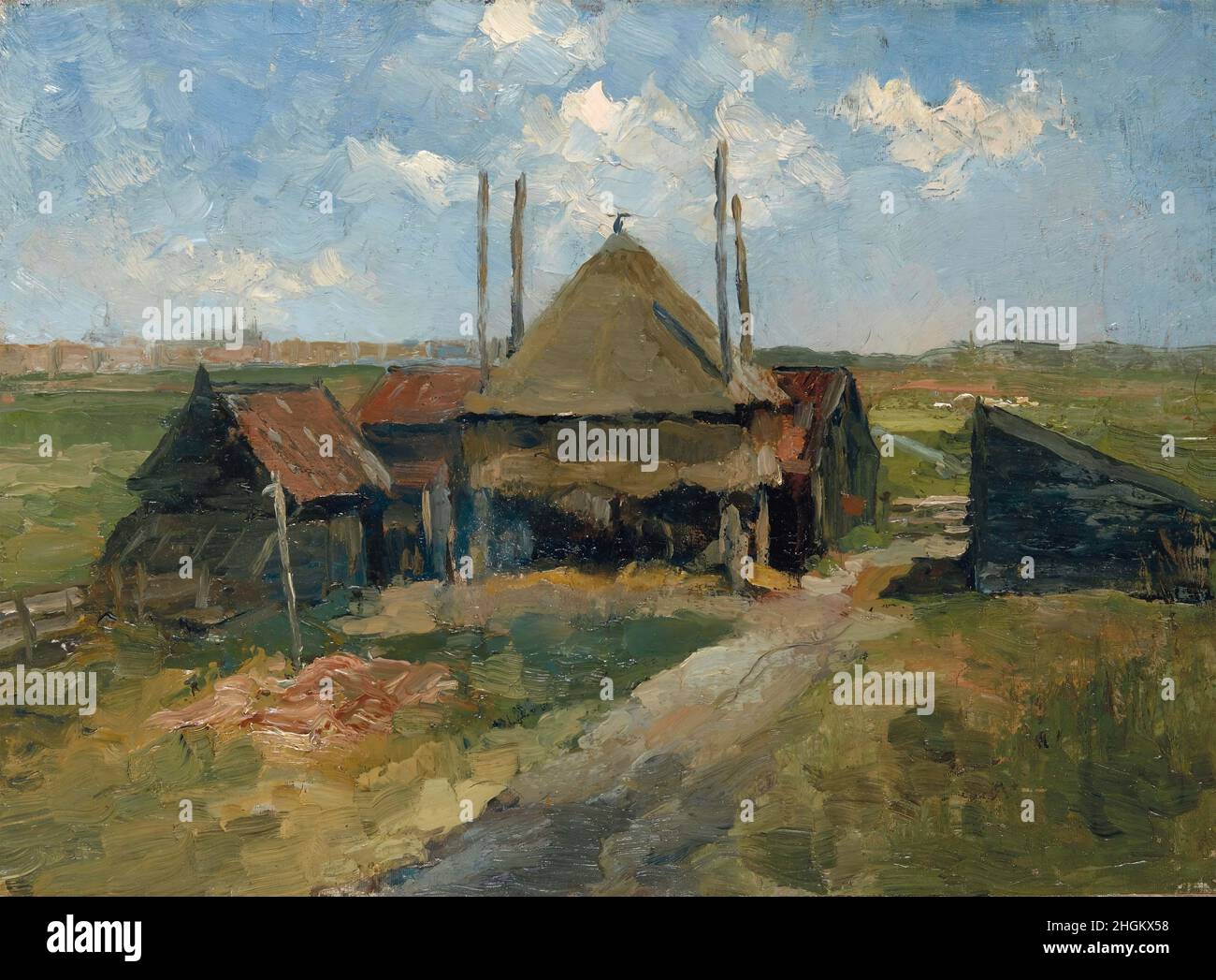Mondrian Piet - Collection privée - Haystack and Farm Sheets in a Field - 1897 98 - huile sur toile 37 x 52,5 cm Banque D'Images