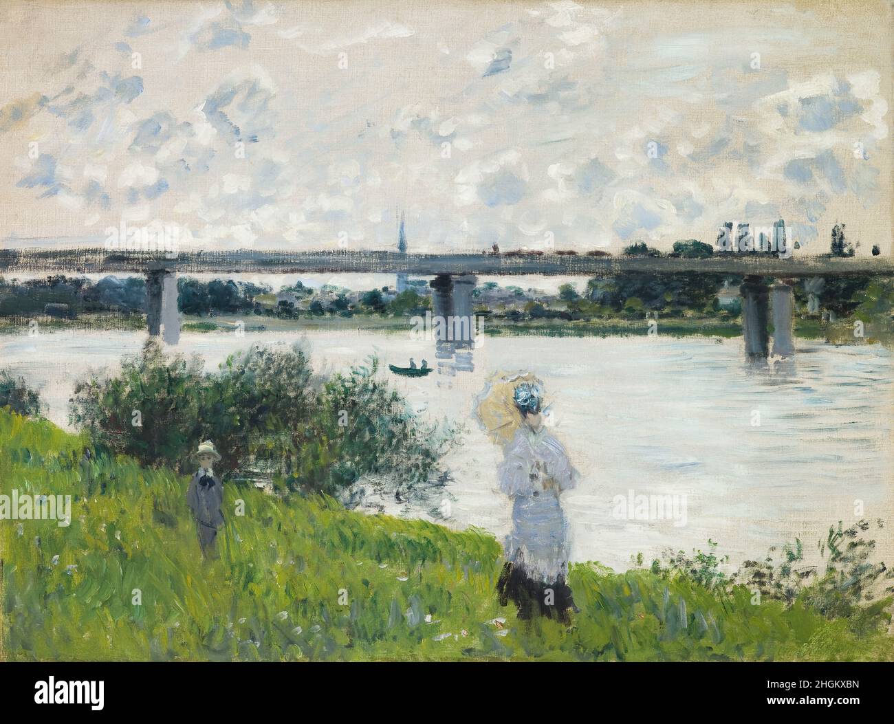 La Promenade avec le pont ferroviaire, Argenteuil - 1874 - huile sur toile 53,7 x 72,1 cm - mo13Monet Claude Banque D'Images