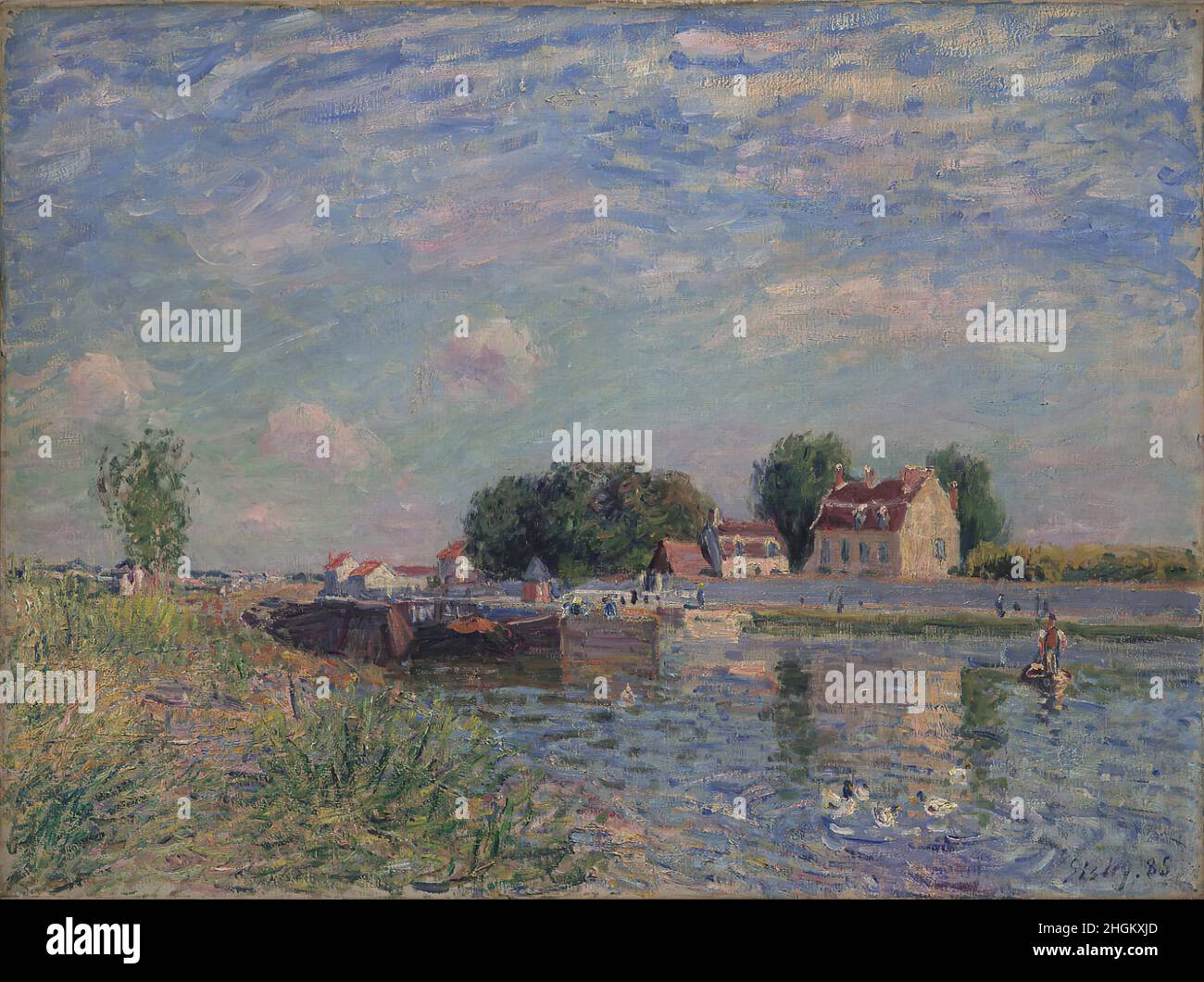 Le canal de Saint-Mammès - 1885 - huile sur toile 55,2 x 73,7 cm - Sisley Alfred Banque D'Images