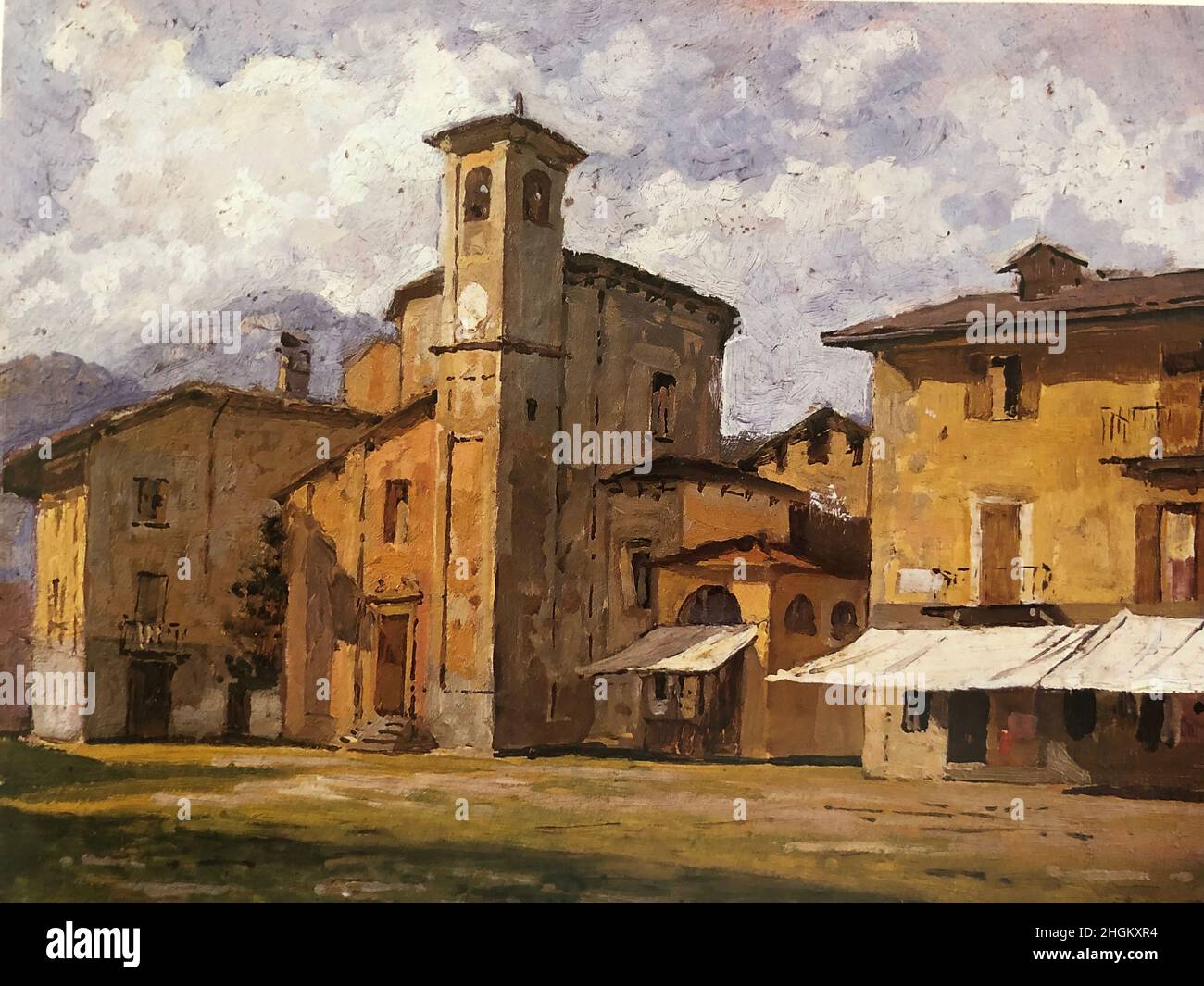 Cas Chiesa e - 1930c.- olio su cartone 29,5 x 41 cm - Ferrari Arturo Banque D'Images