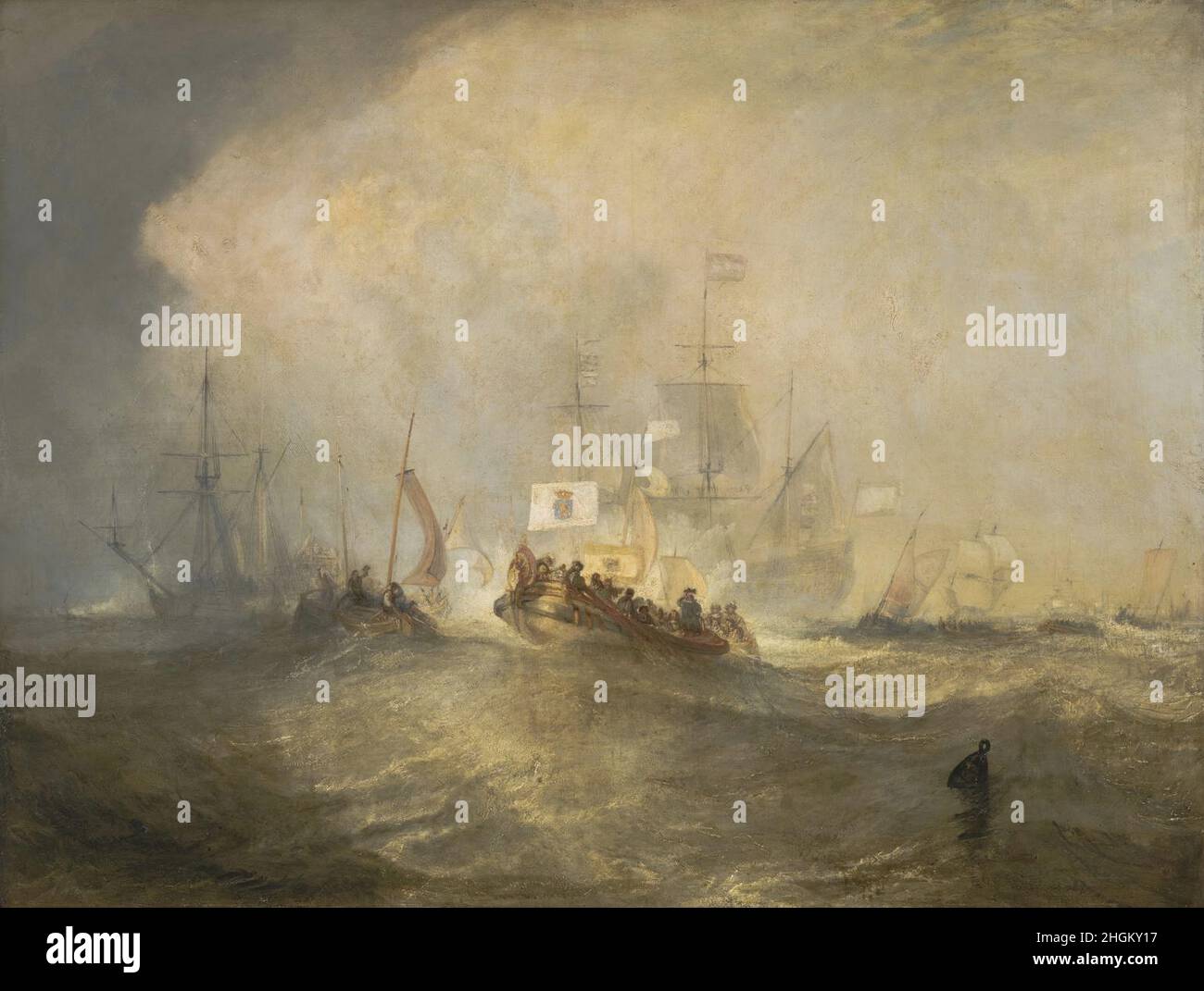 Le prince d'Orange, William III, s'embarque de Hollande et débarque à Torbay, le 4th novembre 1688, après un passage houleux - 1832 - olio su teTurner Joseph Malbord William Banque D'Images